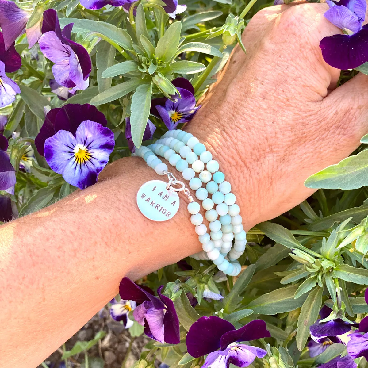 I am a Warrior - Affirmation Bracelet Combo with Amazonite