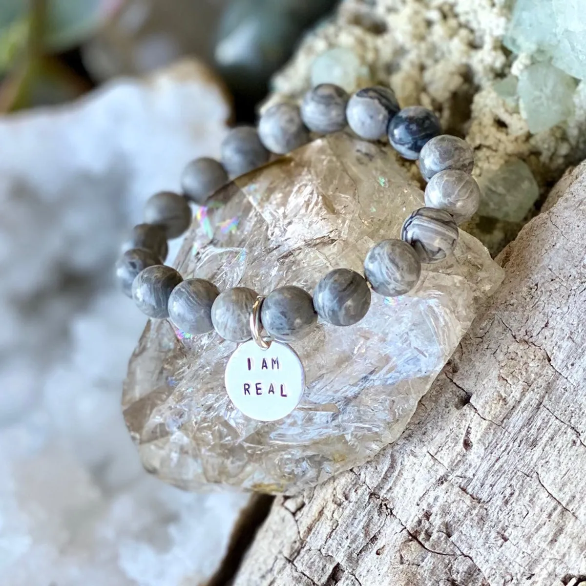 I am Real Affirmation Bracelet with Jasper to Help Stabilize your Mood Swings