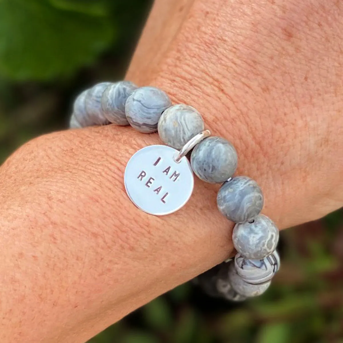 I am Real Affirmation Bracelet with Jasper to Help Stabilize your Mood Swings