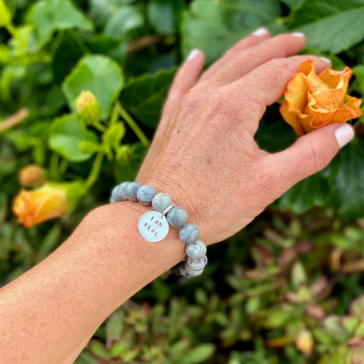 I am Real Affirmation Bracelet with Jasper to Help Stabilize your Mood Swings