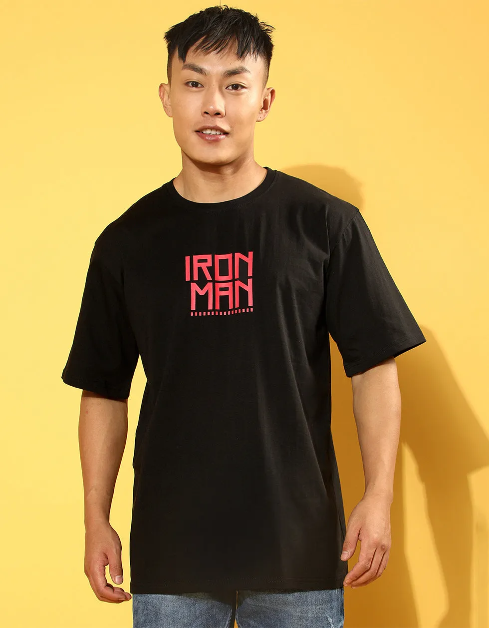 Ironman Black Oversized Back Graphic Printed Tshirt