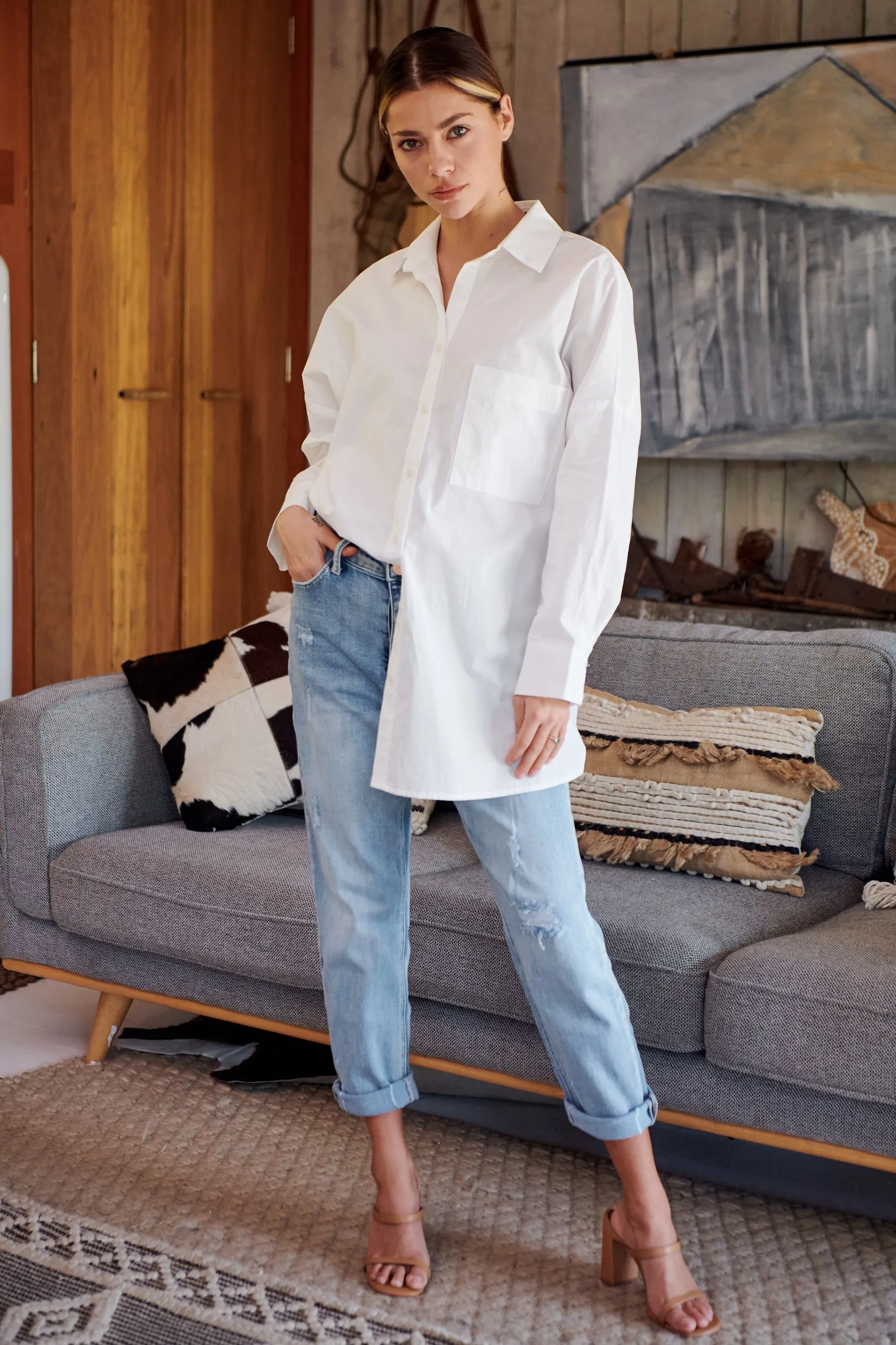 Jennifer Oversized White Button Up Shirt