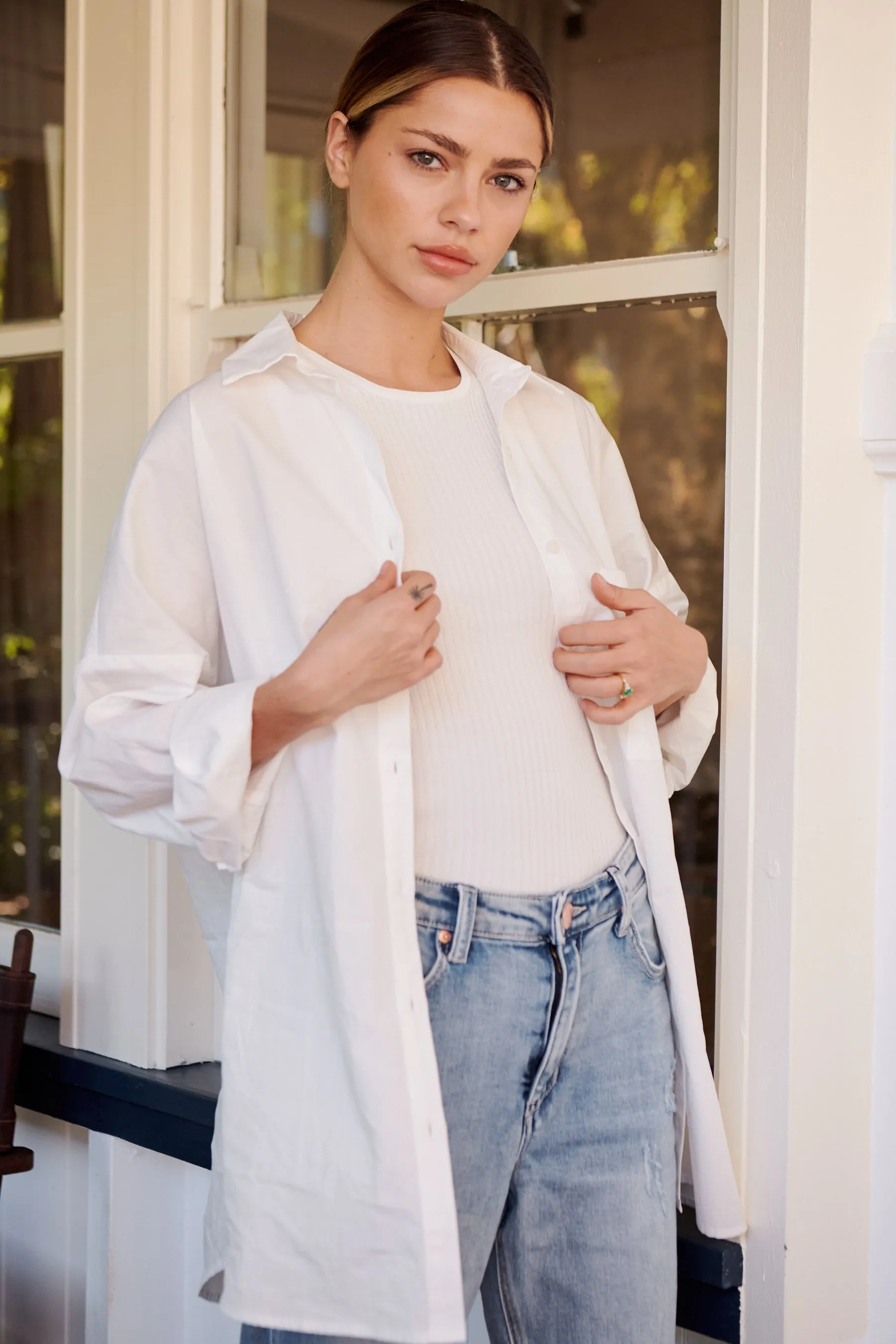 Jennifer Oversized White Button Up Shirt