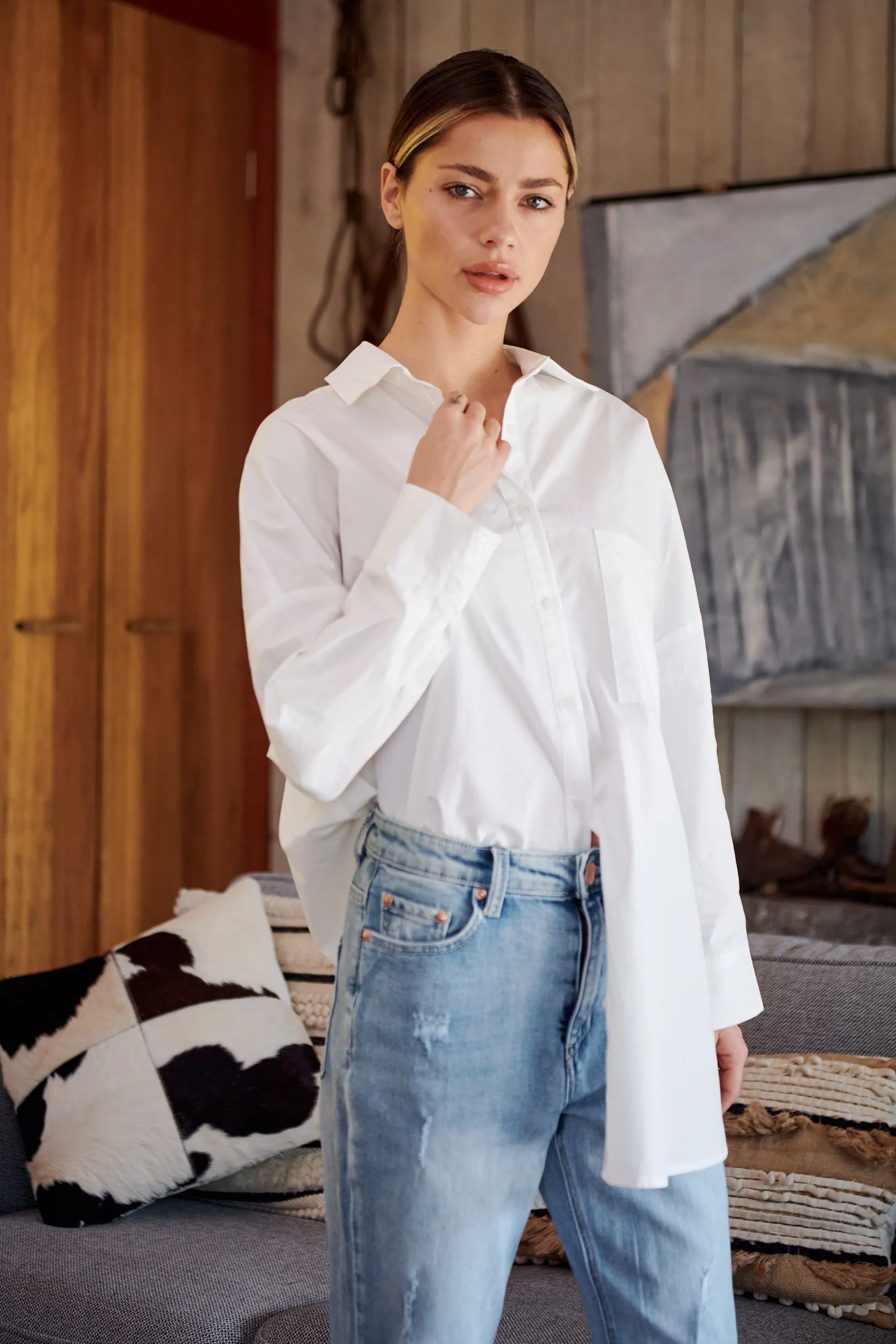 Jennifer Oversized White Button Up Shirt