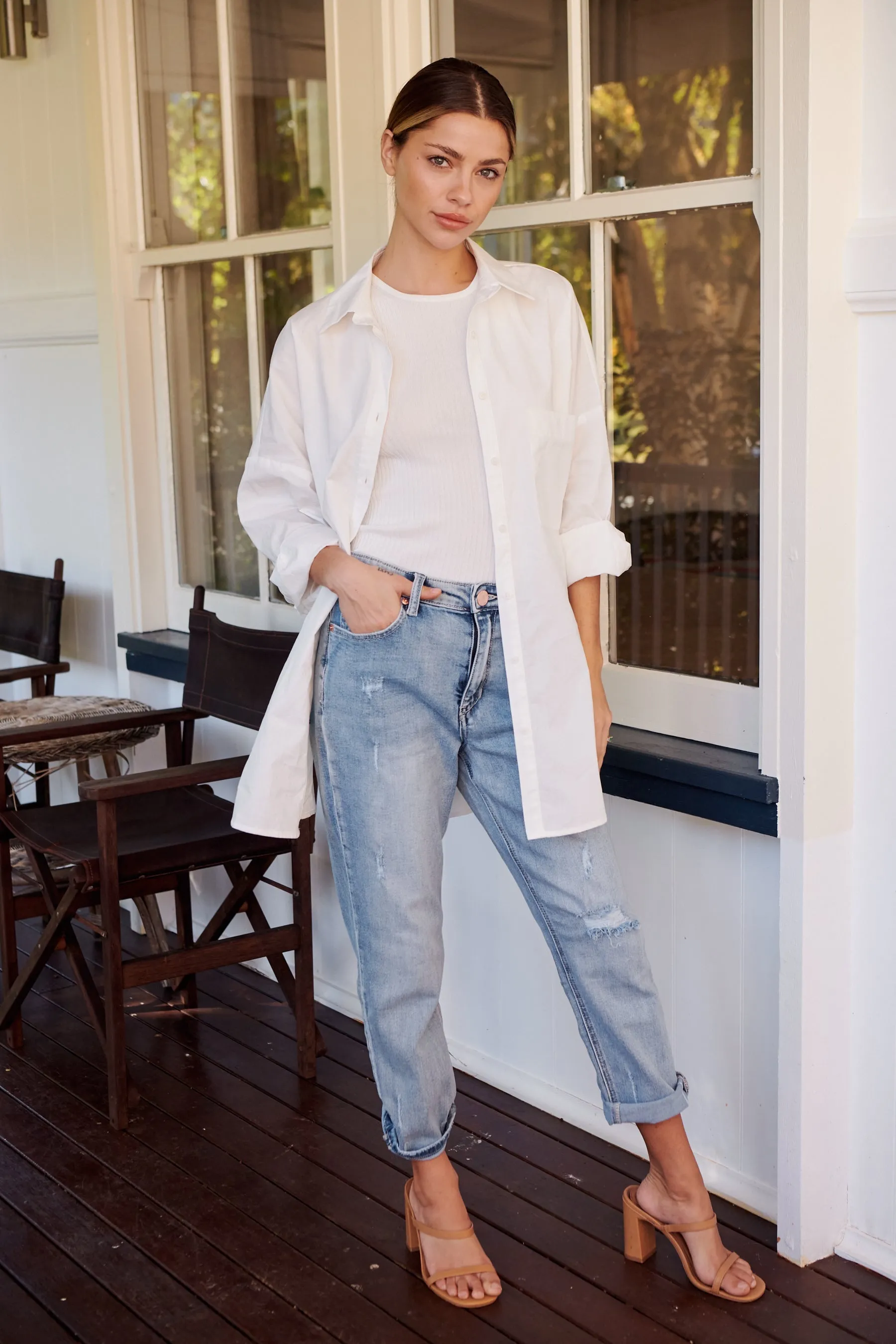 Jennifer Oversized White Button Up Shirt