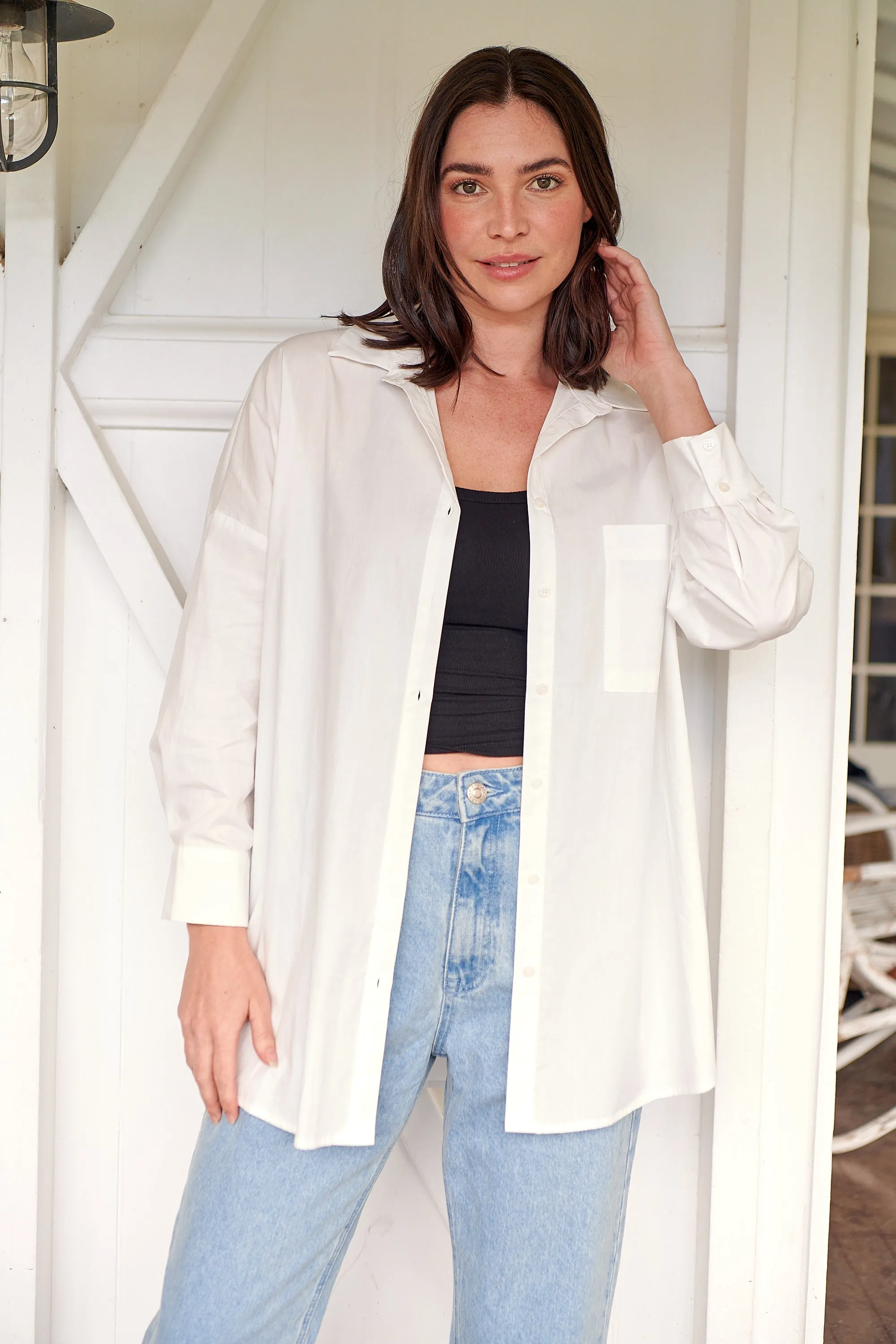 Jennifer Oversized White Button Up Shirt