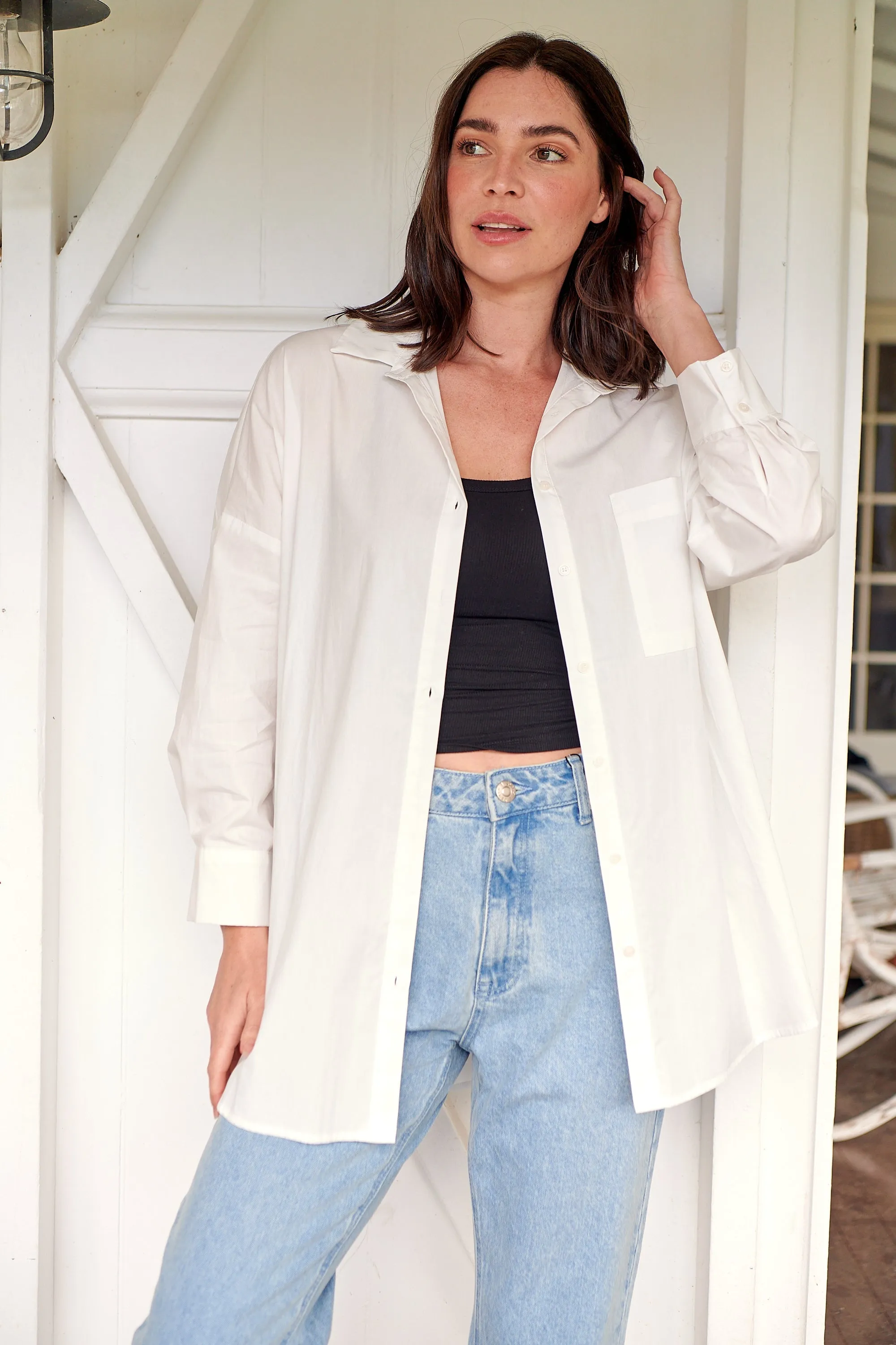 Jennifer Oversized White Button Up Shirt