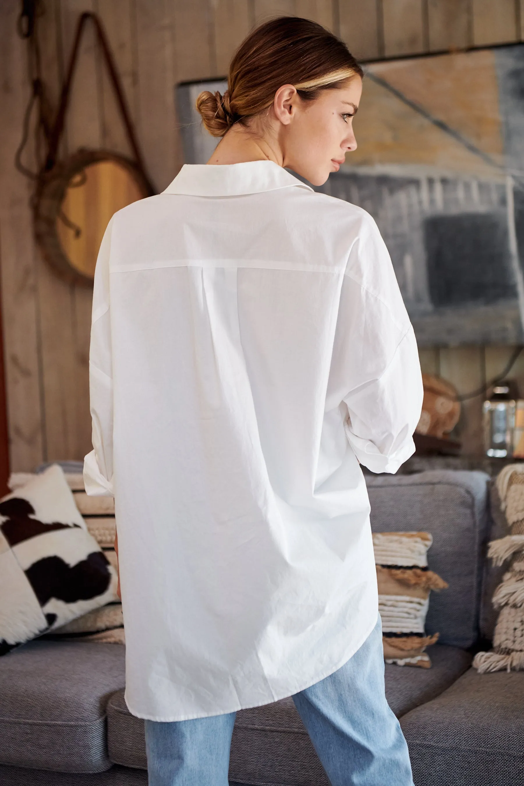 Jennifer Oversized White Button Up Shirt