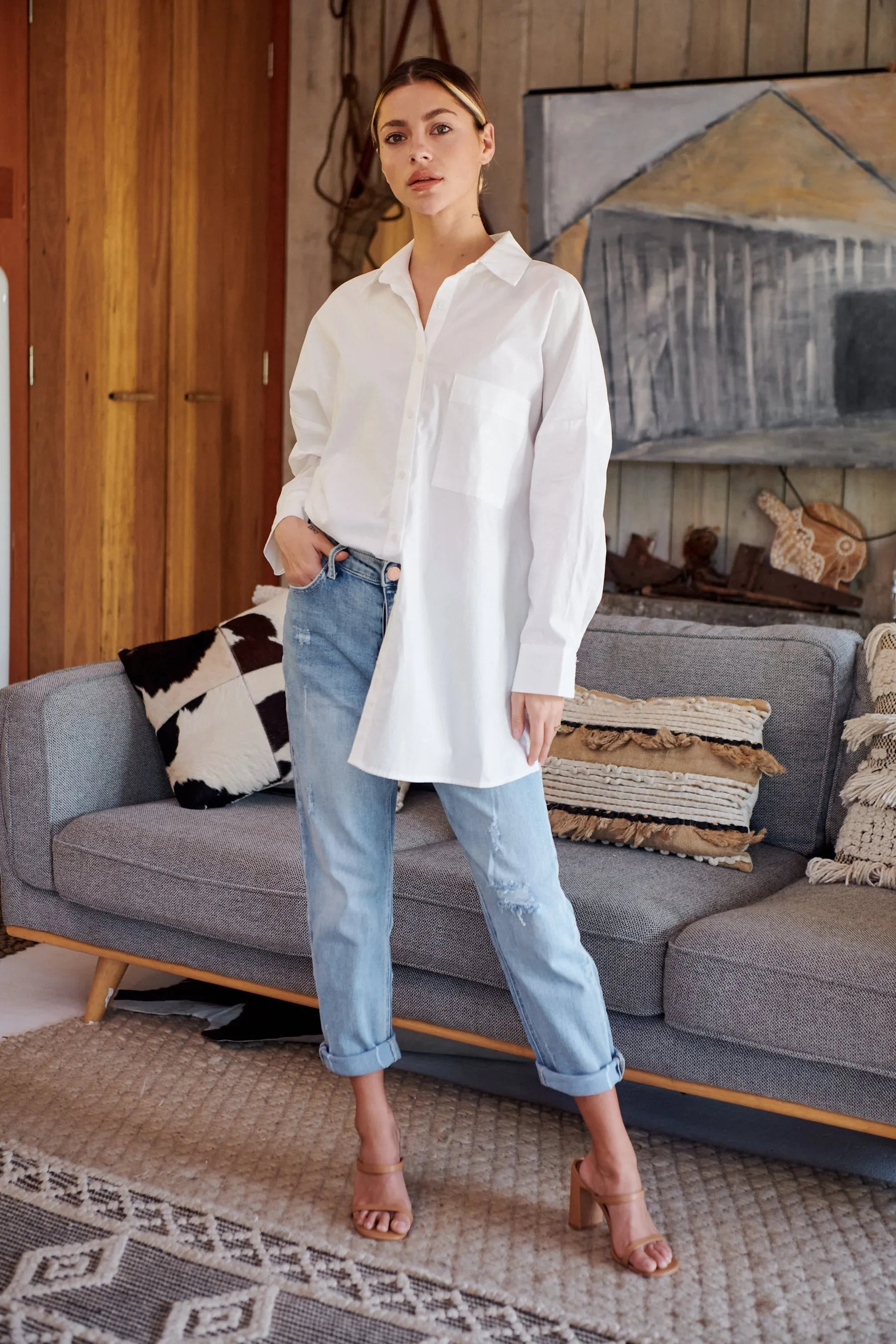 Jennifer Oversized White Button Up Shirt