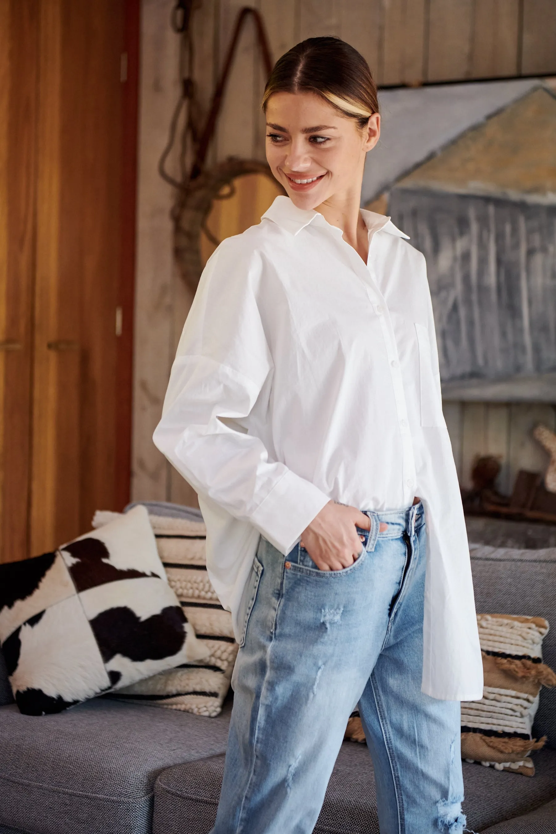 Jennifer Oversized White Button Up Shirt