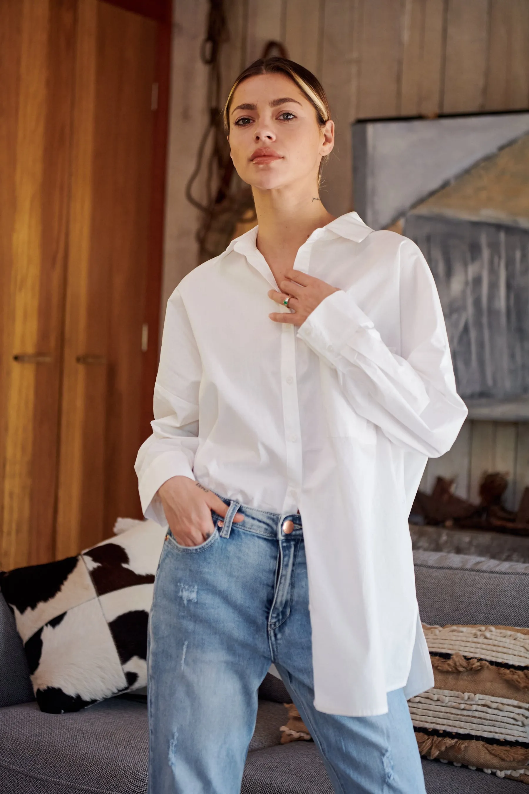 Jennifer Oversized White Button Up Shirt