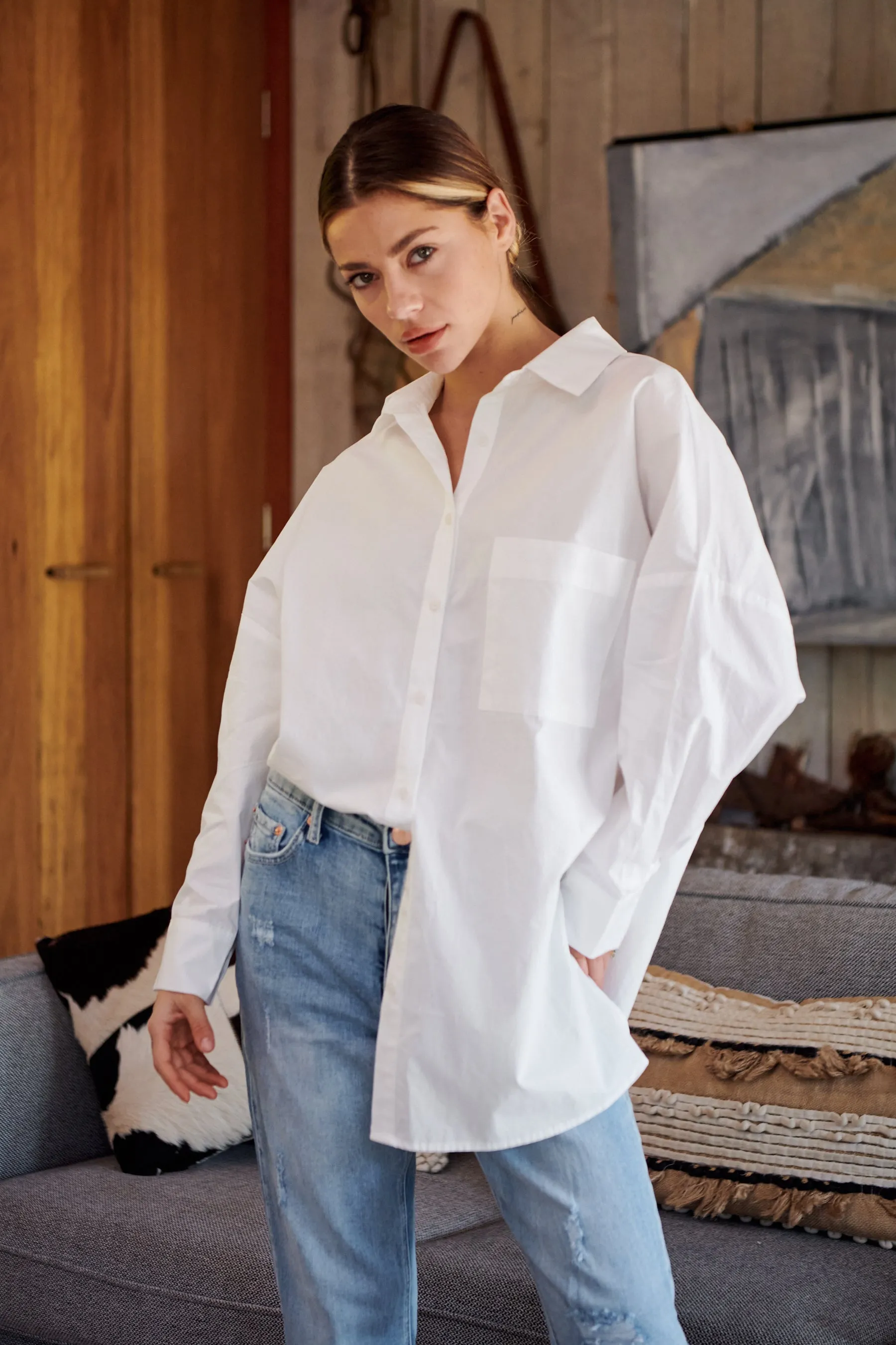 Jennifer Oversized White Button Up Shirt