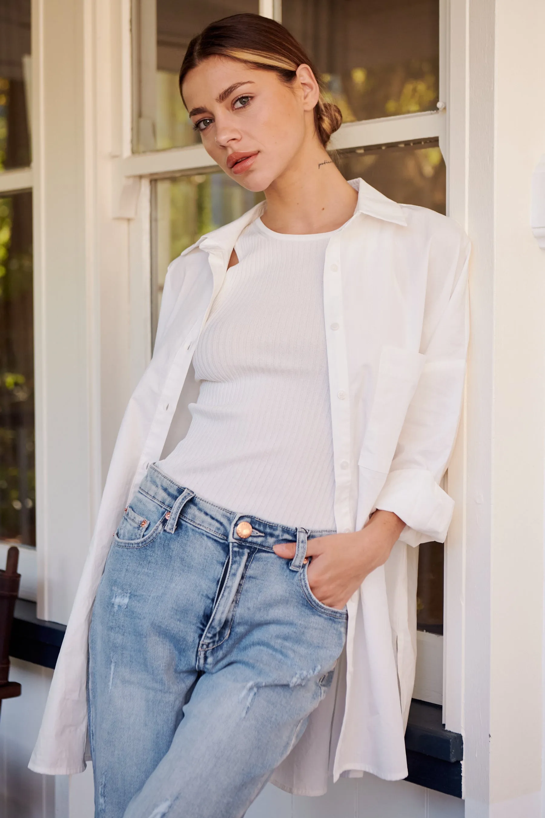 Jennifer Oversized White Button Up Shirt