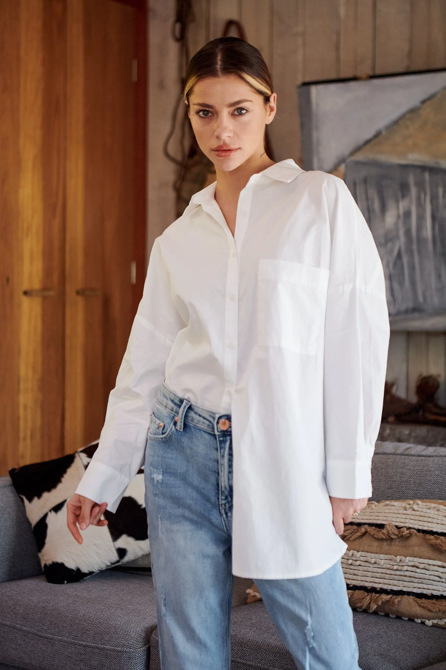 Jennifer Oversized White Button Up Shirt