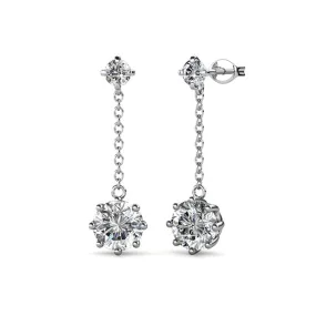 Jessie 18K White Gold Plated Dangle Stud Earrings with Crystals