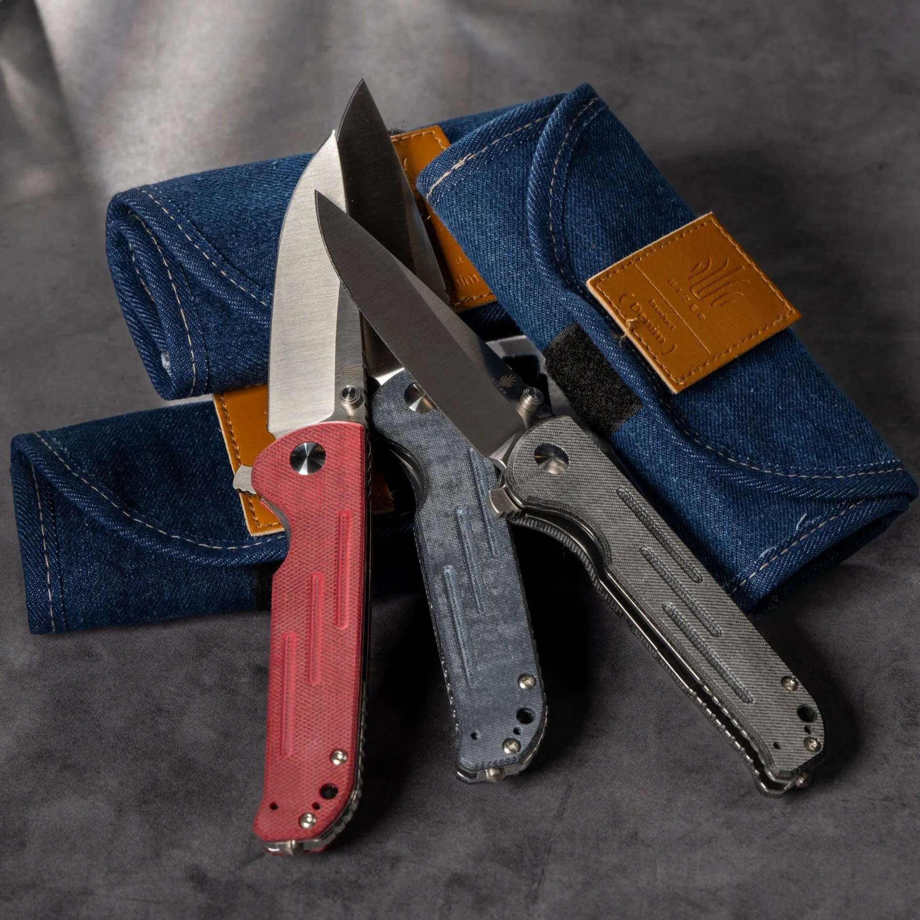 Kizer Justice N690 Blade Liner Lock Denim Micarta Handle V4543N5 (3.80  Satin)