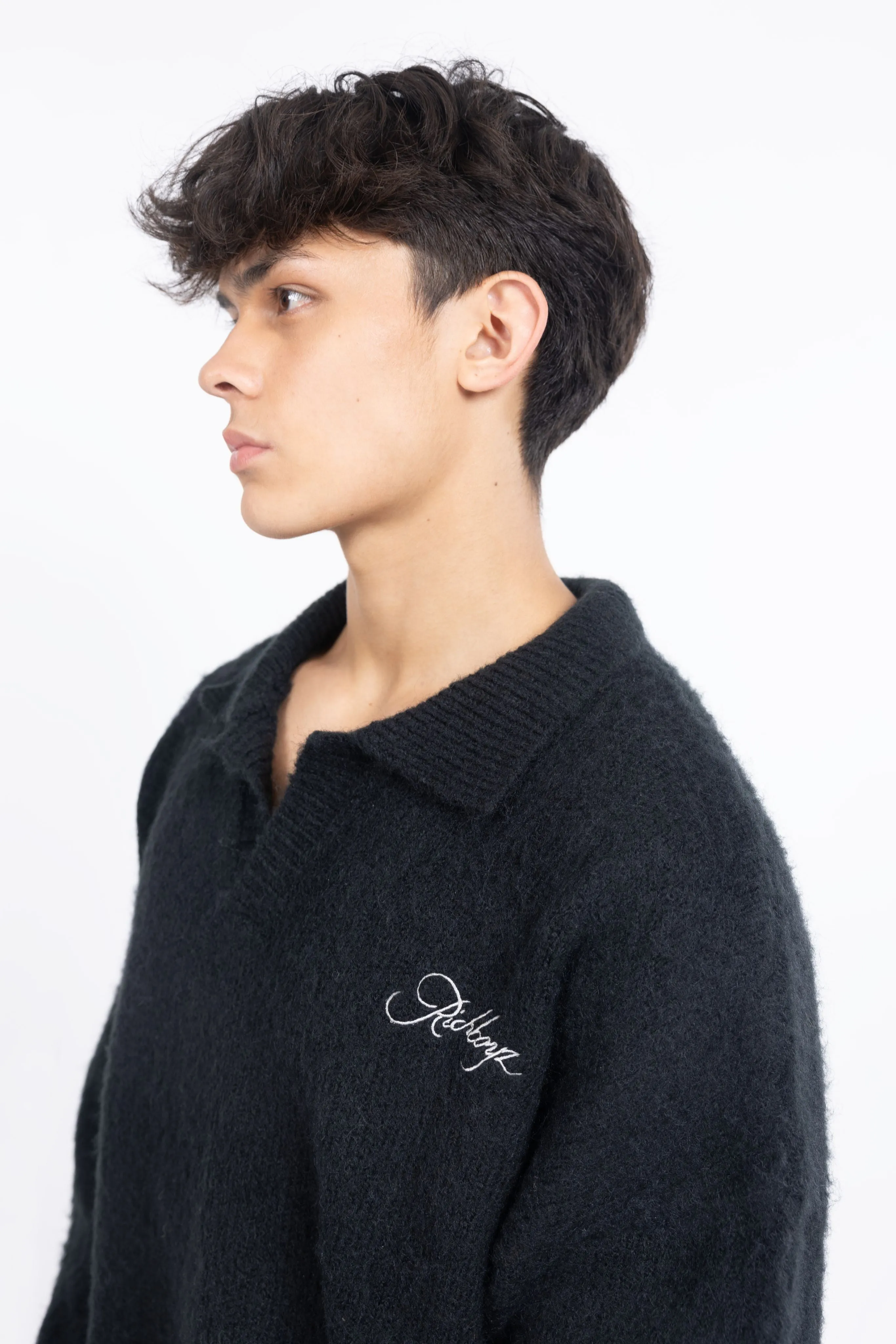 Knitted Mohair Polo - Obsidian