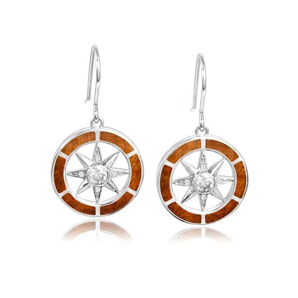 Koa Wood Compass Earrings