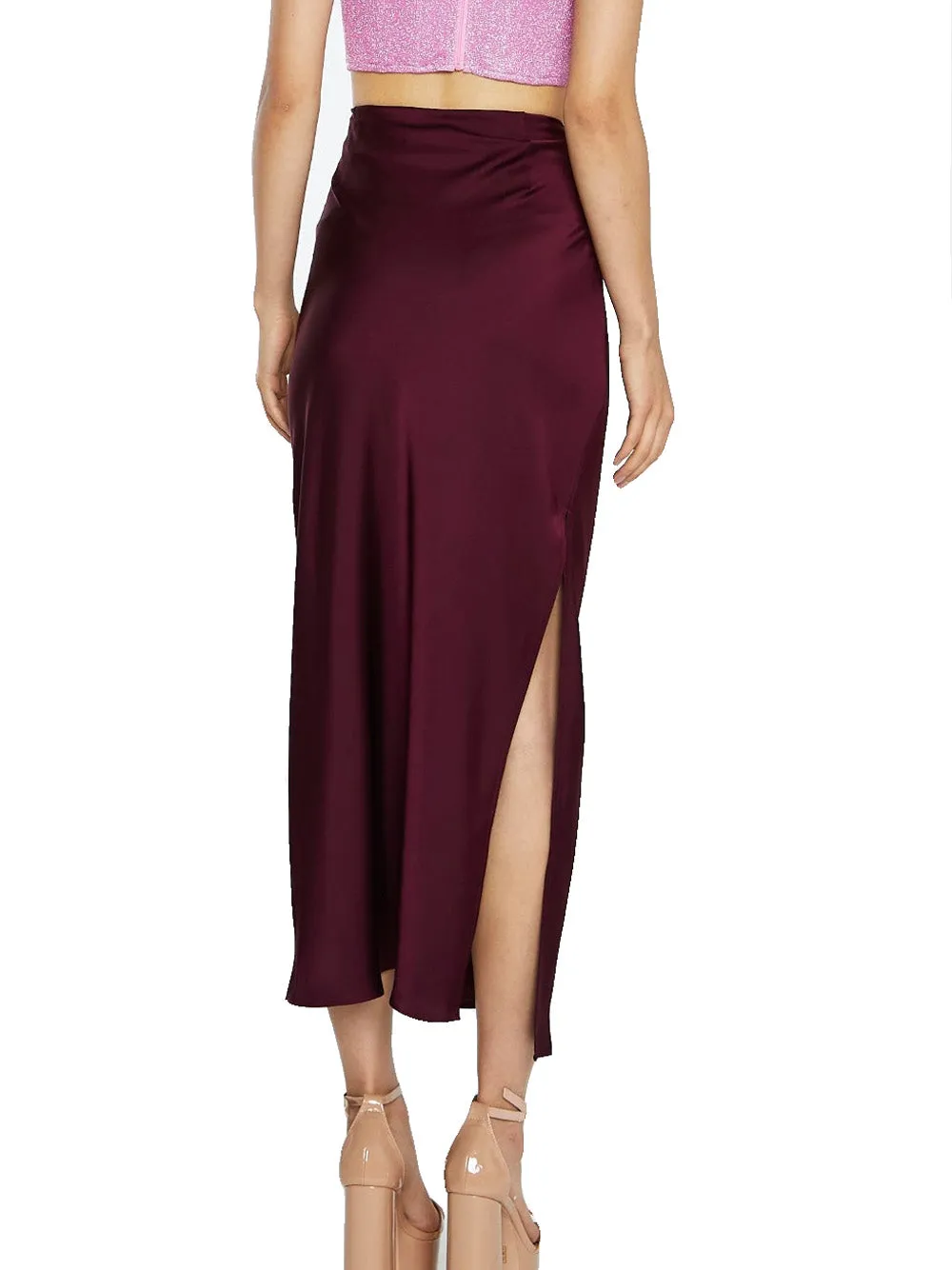 Ladies Skirt - Deep Burgundy Sateen