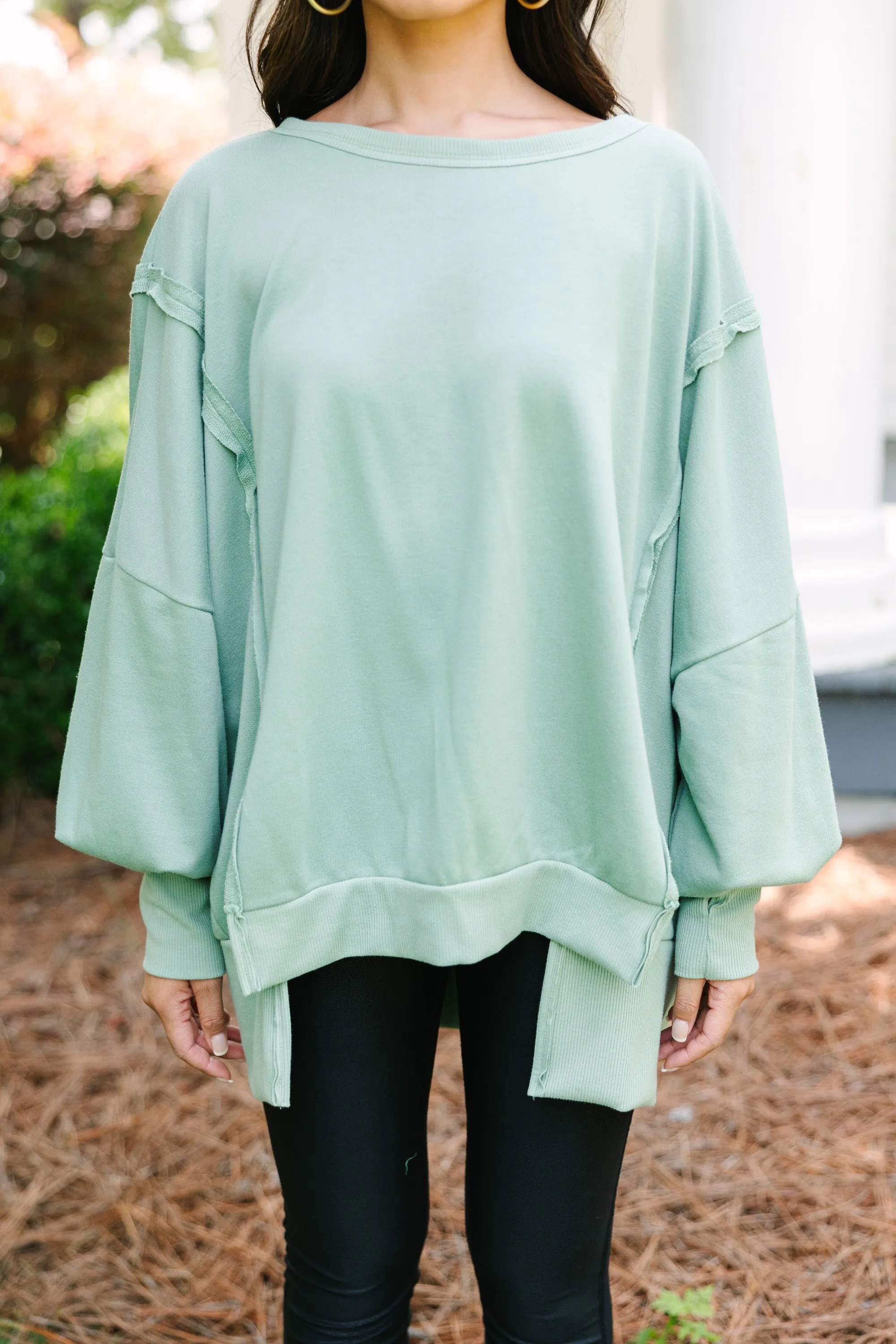 Let's Get Cozy Sage Green Pullover