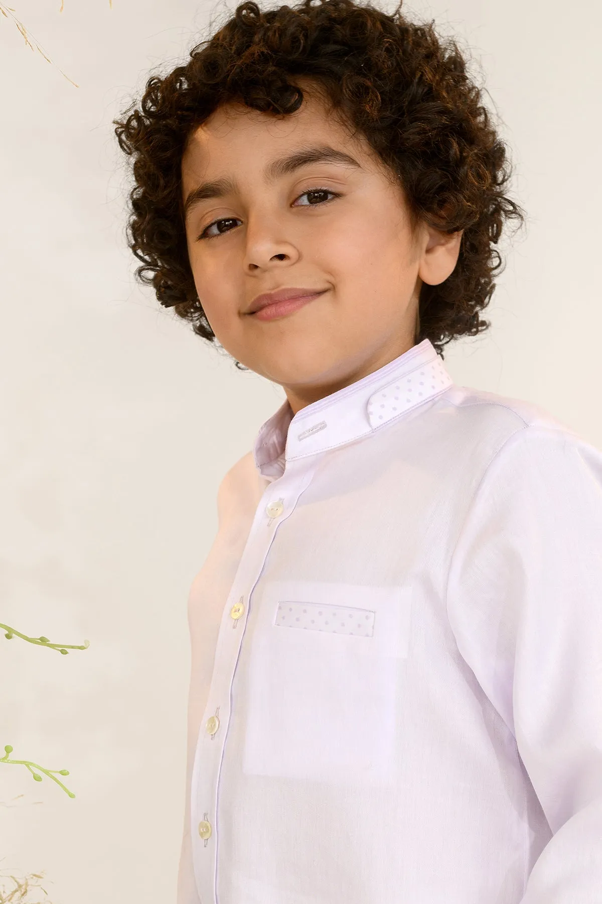 Lily of the Valley- Lavender Colour Cotton Shirt For Boys