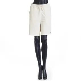 Loose Celine Embroidered Shorts In Cream/Black Classic Cotton Fleece