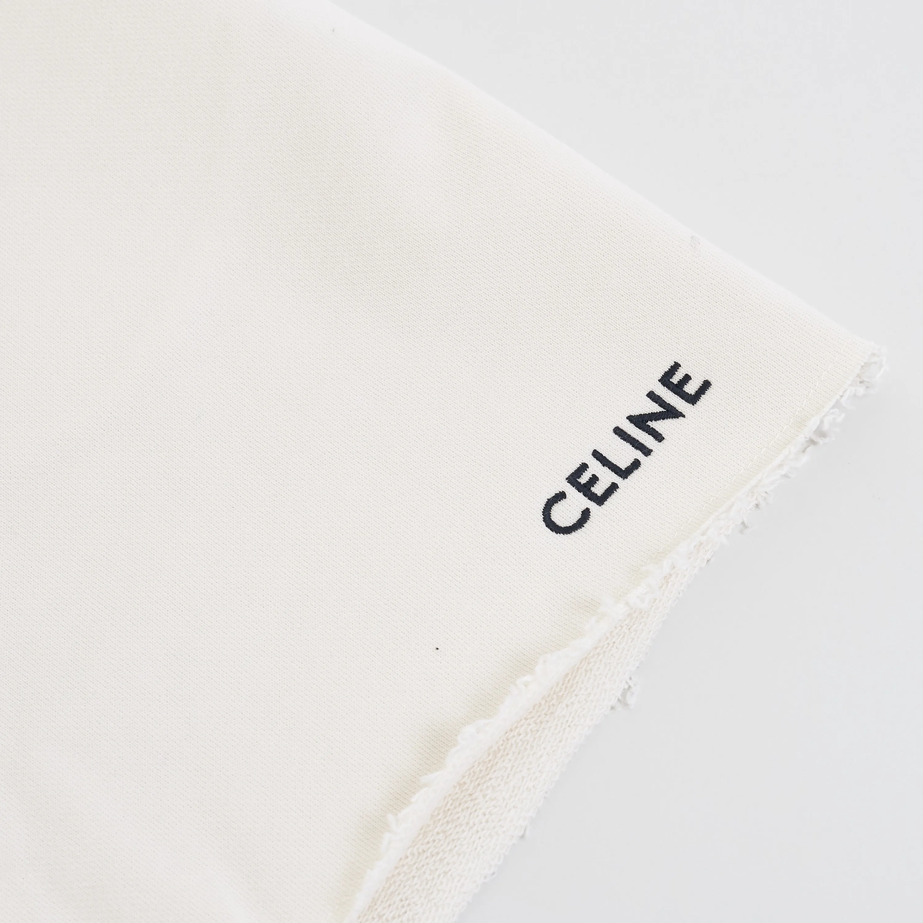 Loose Celine Embroidered Shorts In Cream/Black Classic Cotton Fleece