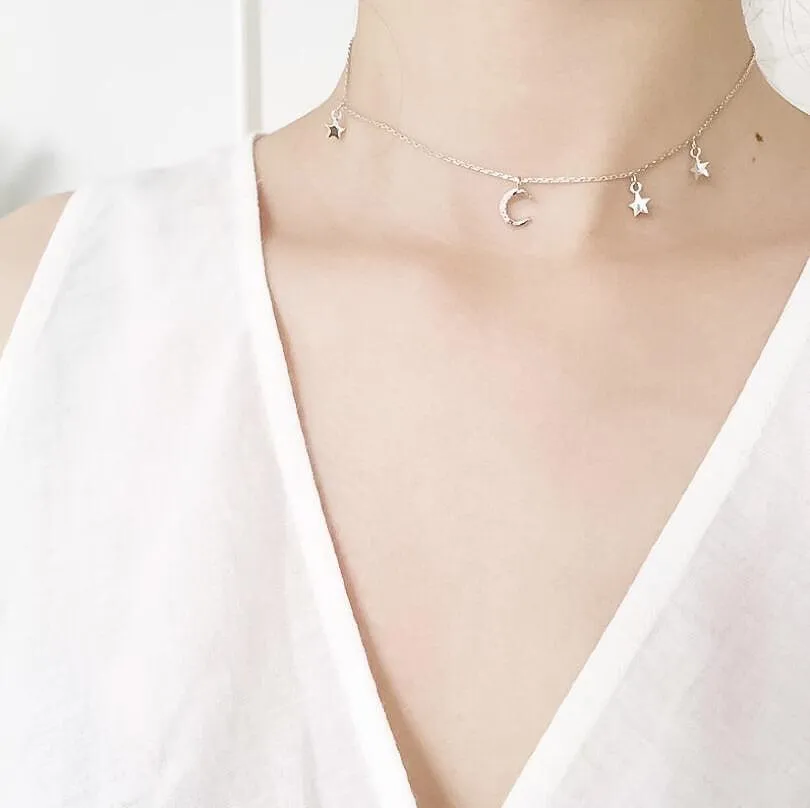 Lune et étoiles Sterling Silver Choker