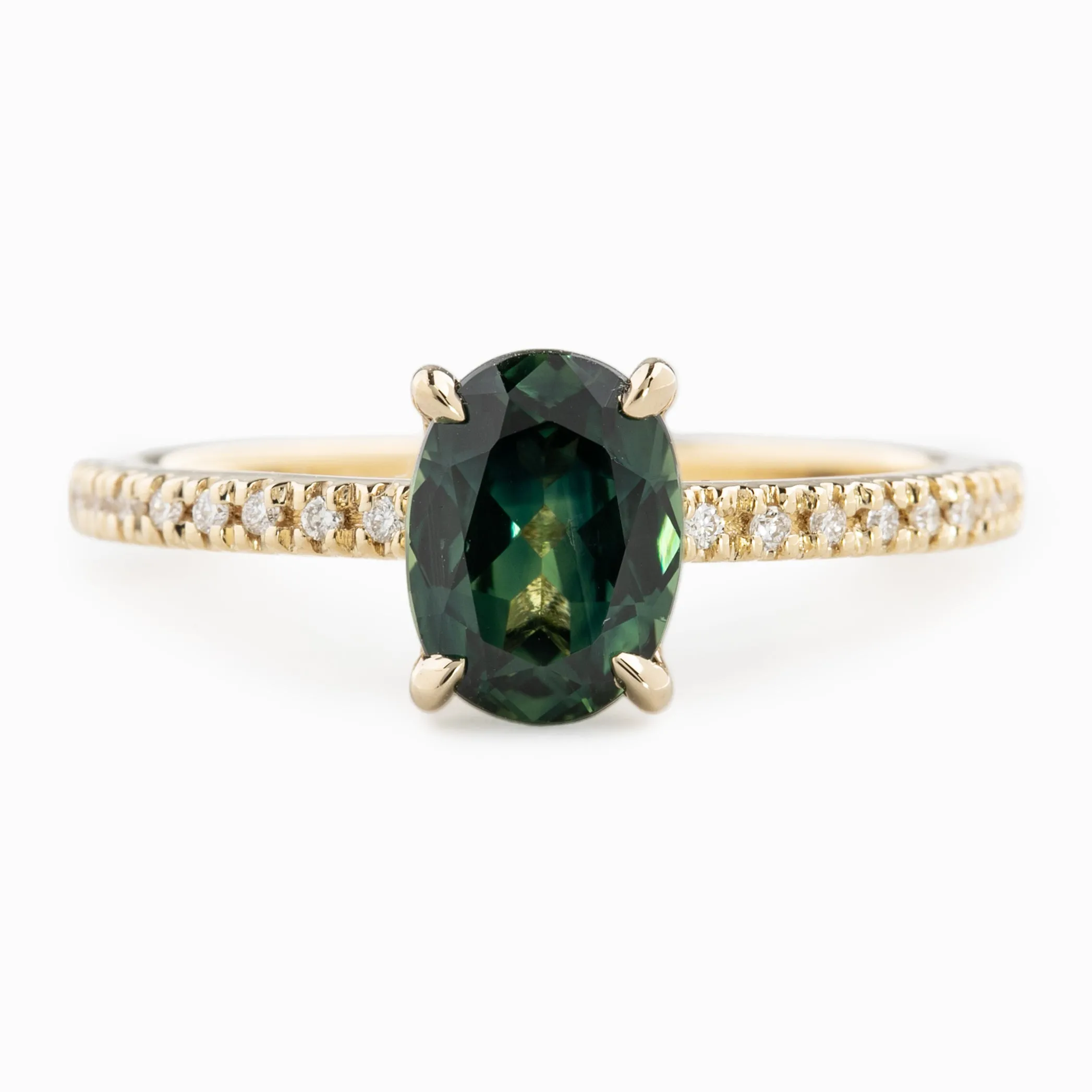 Maria Ring 1.53ct Green Queensland Sapphire, 14k Yellow Gold (One of a kind)