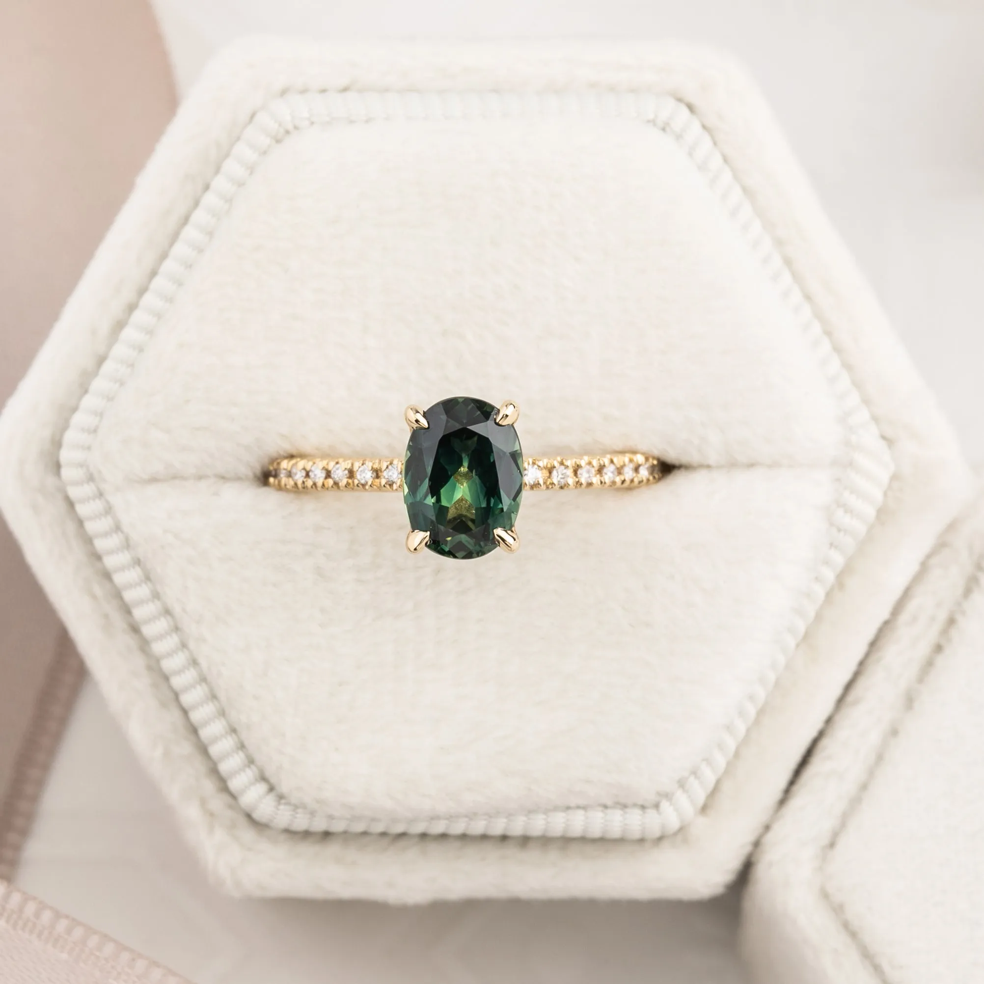 Maria Ring 1.53ct Green Queensland Sapphire, 14k Yellow Gold (One of a kind)