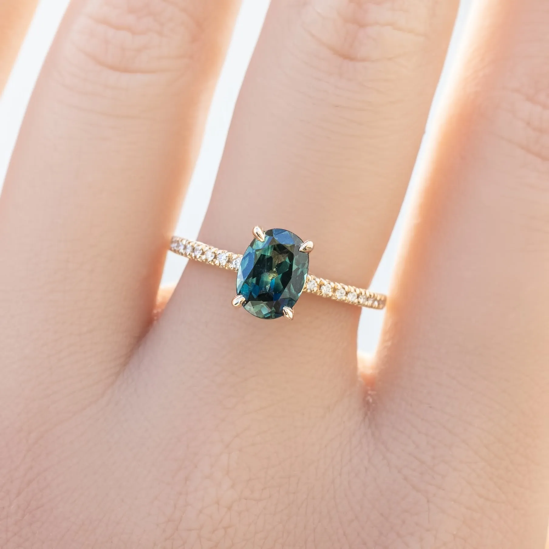 Maria Ring 1.53ct Green Queensland Sapphire, 14k Yellow Gold (One of a kind)