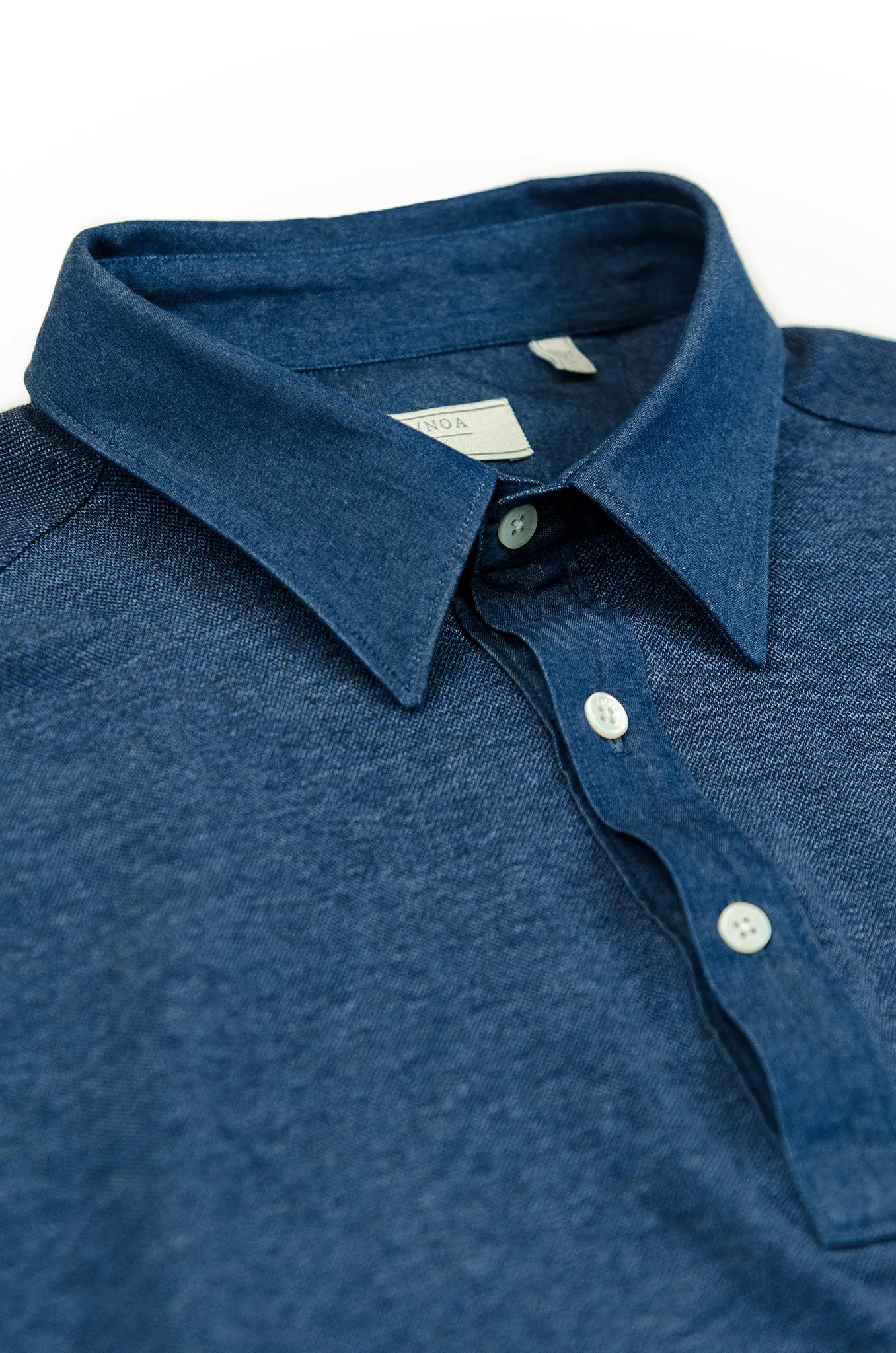 Mathieu short-sleeved polo in basic denim pique (ocean blue)