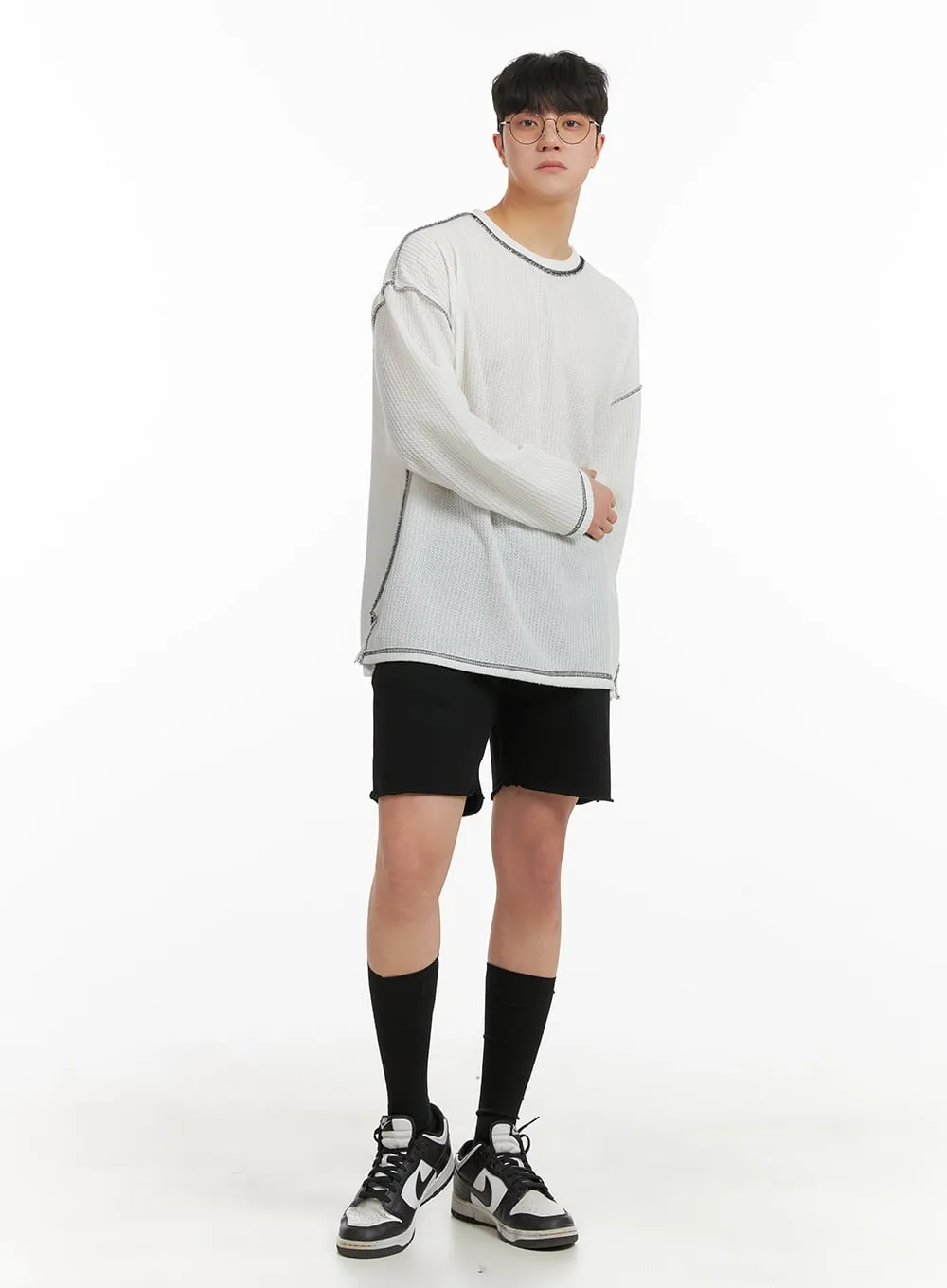 Men's Stitch Detail Oversized Long Sleeve IA402