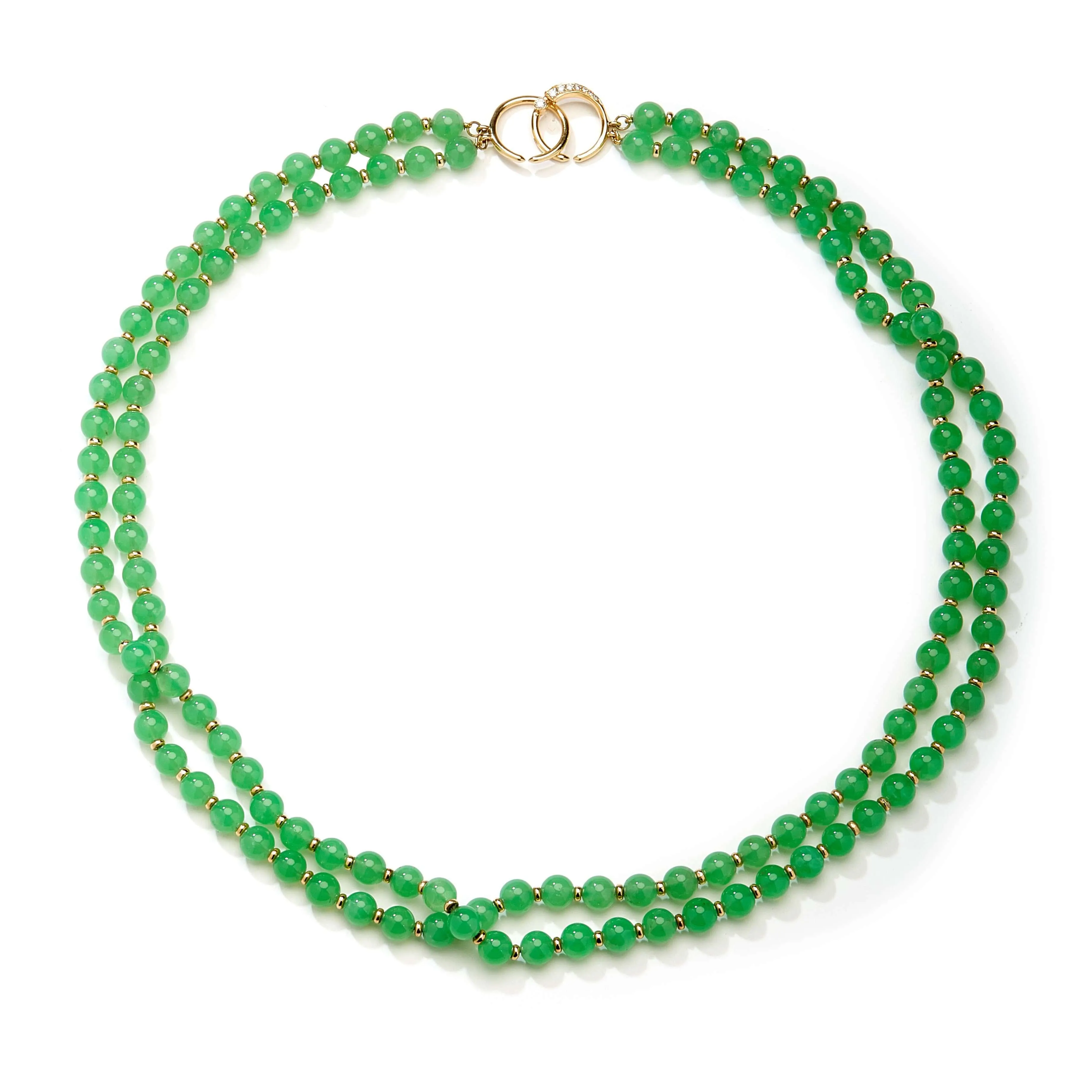 Mogul Chrysoprase Two Strand Bead Necklace