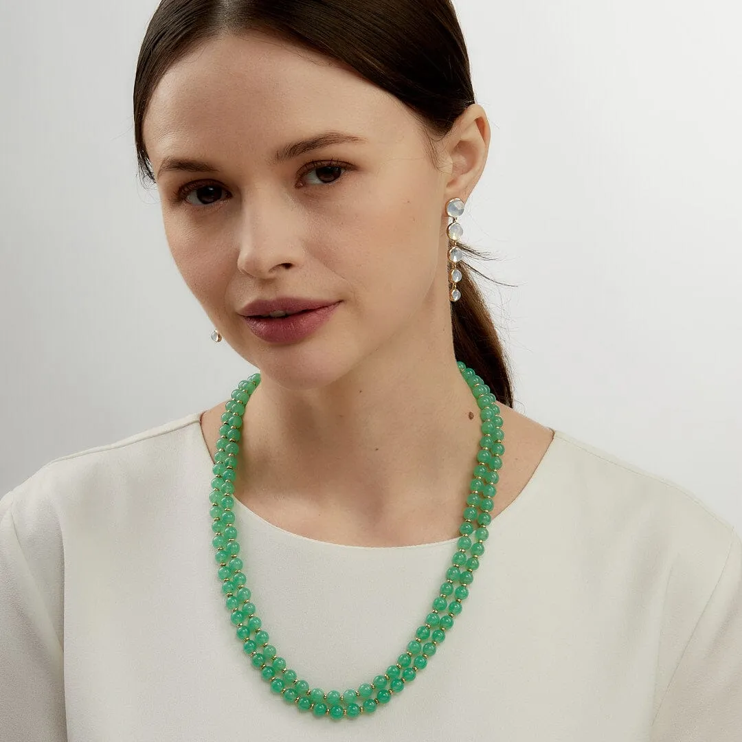 Mogul Chrysoprase Two Strand Bead Necklace