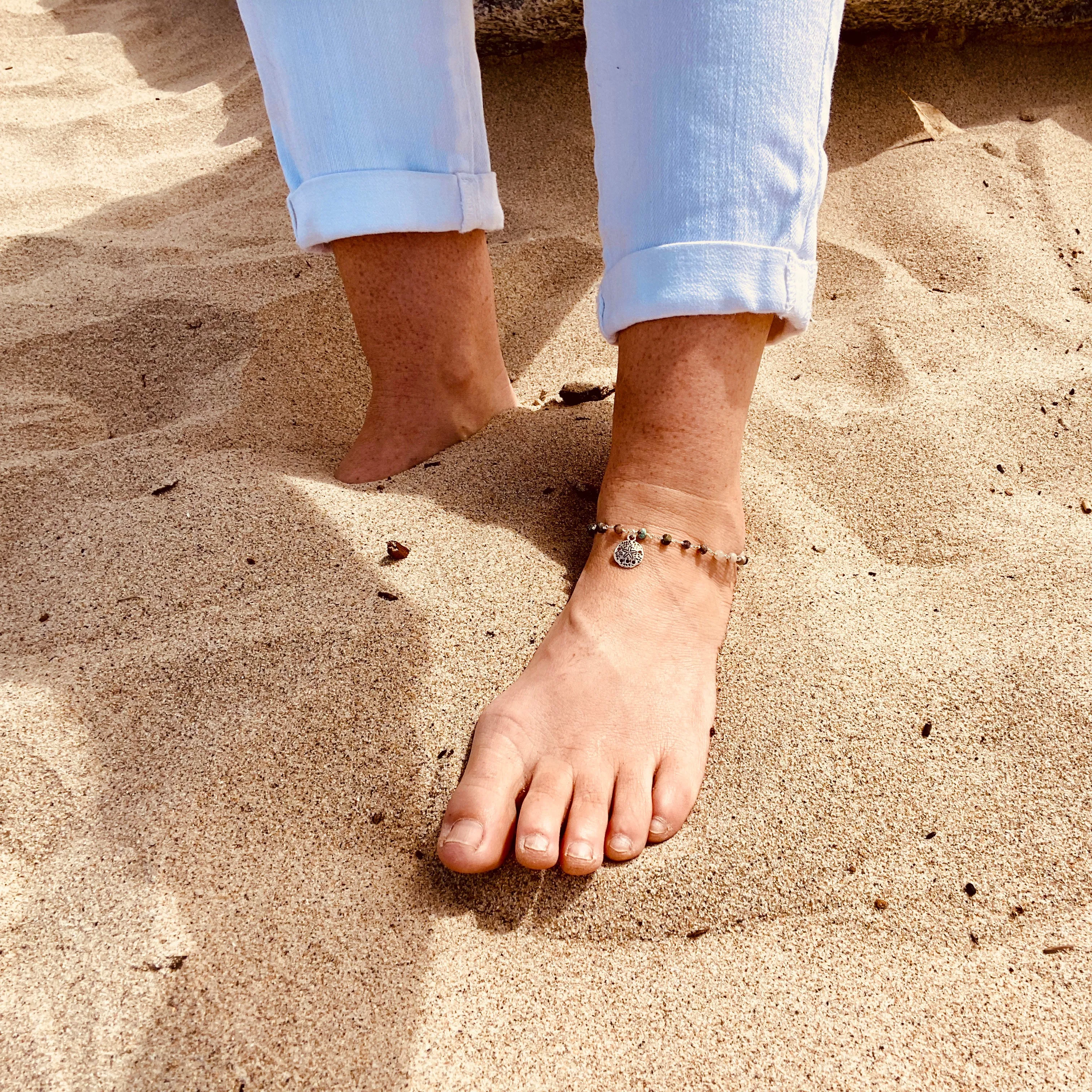 Mother Earth Anklet with Sand Dollar Beach Charm