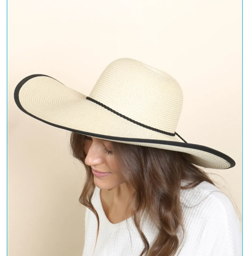 Oversized Beach Hat W/ Braided Accent