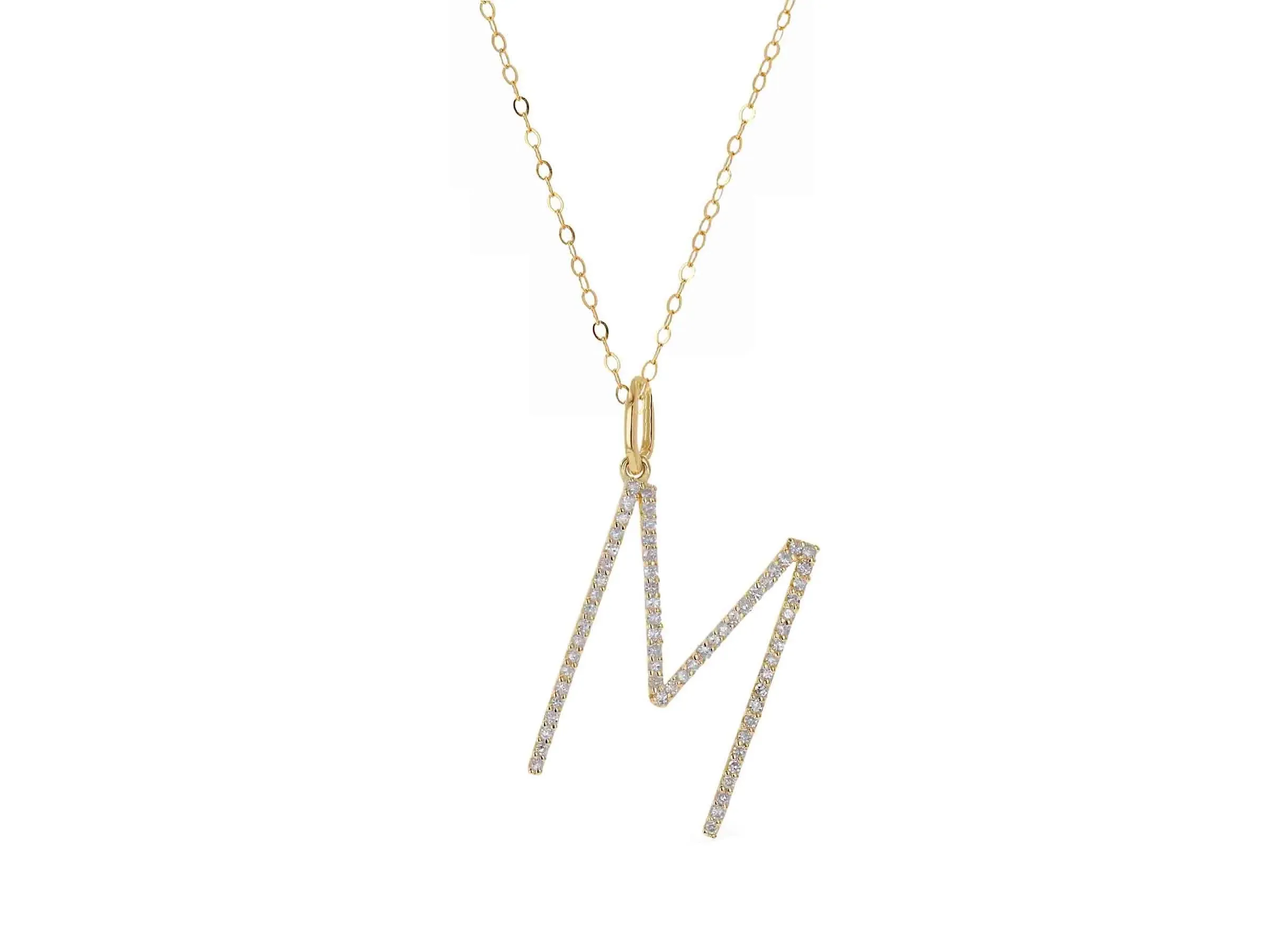 Oversized Diamond Letter Charm on Chain