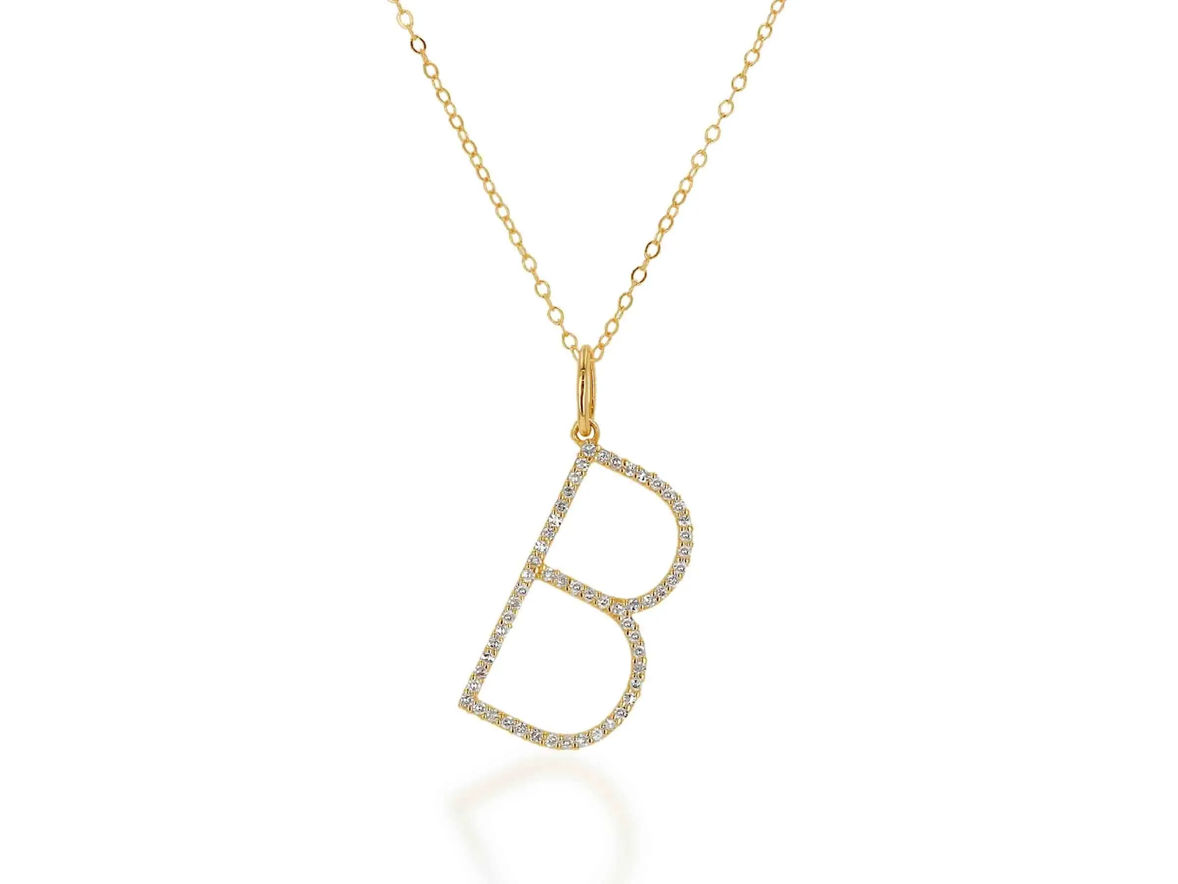 Oversized Diamond Letter Charm on Chain