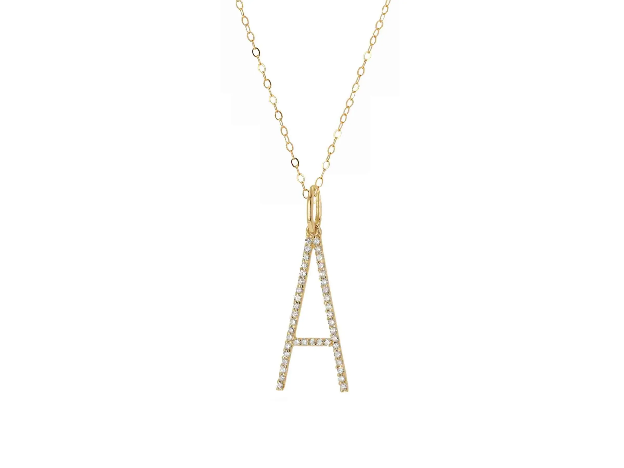 Oversized Diamond Letter Charm on Chain