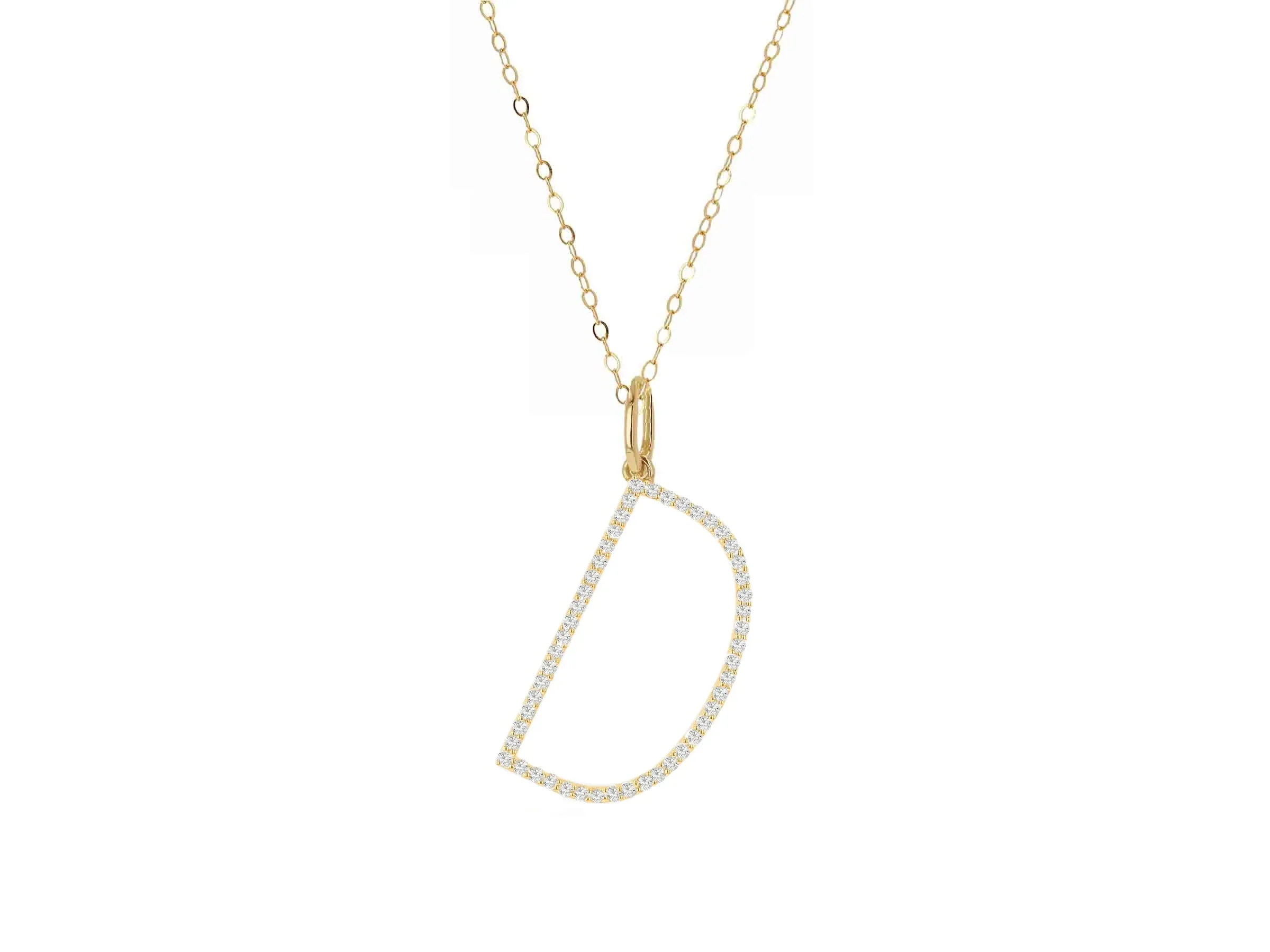 Oversized Diamond Letter Charm on Chain