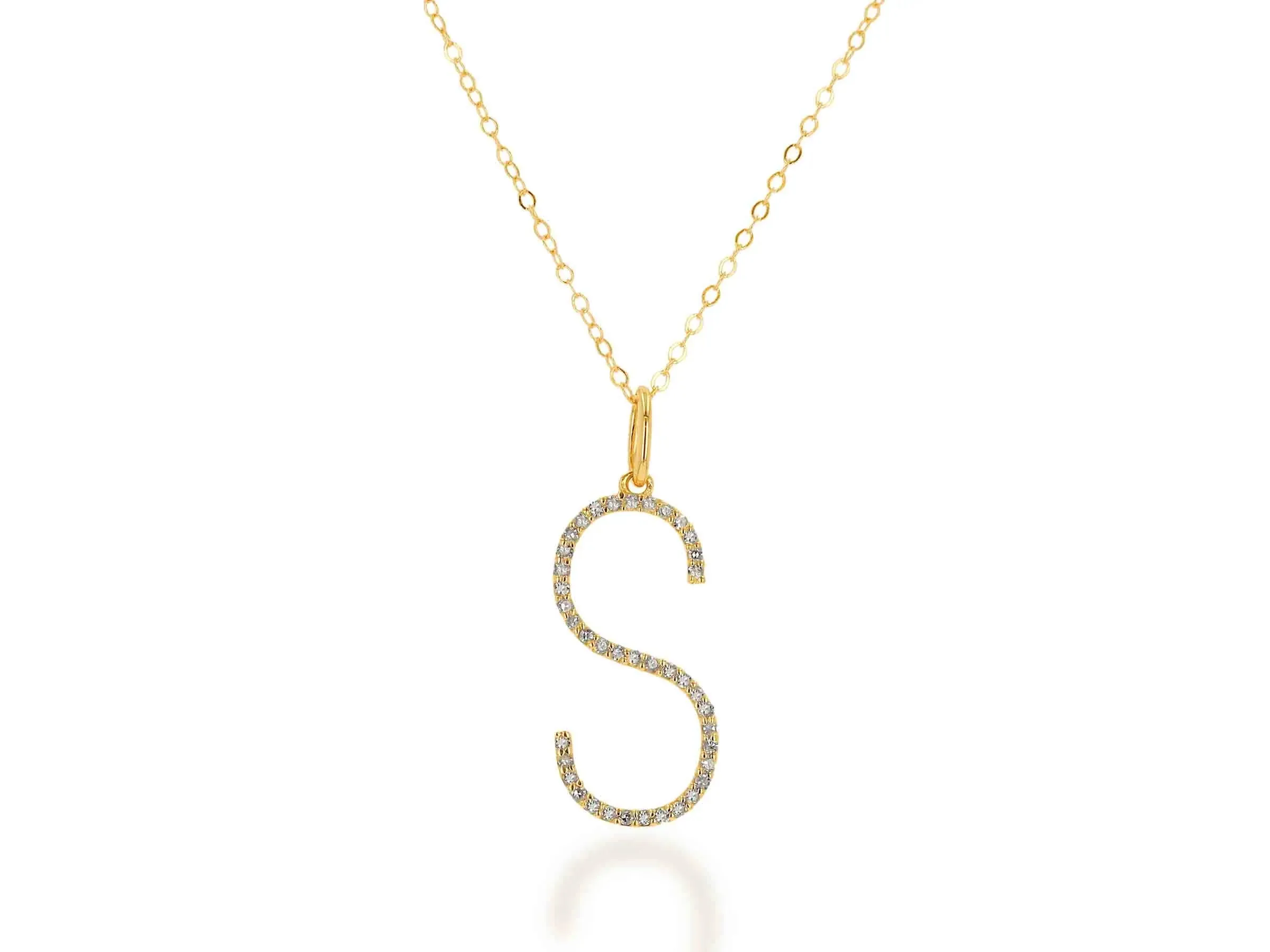 Oversized Diamond Letter Charm on Chain