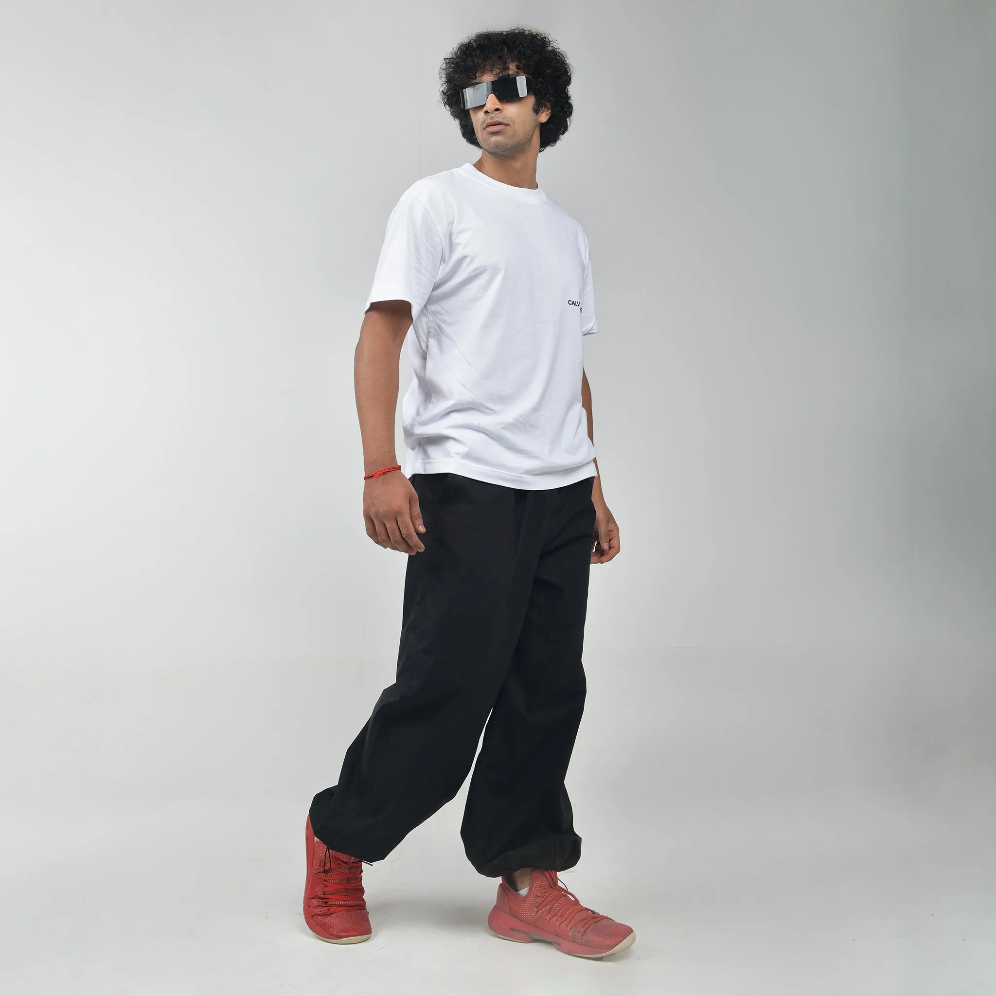 Oversized Parachute Pants for Men in Black