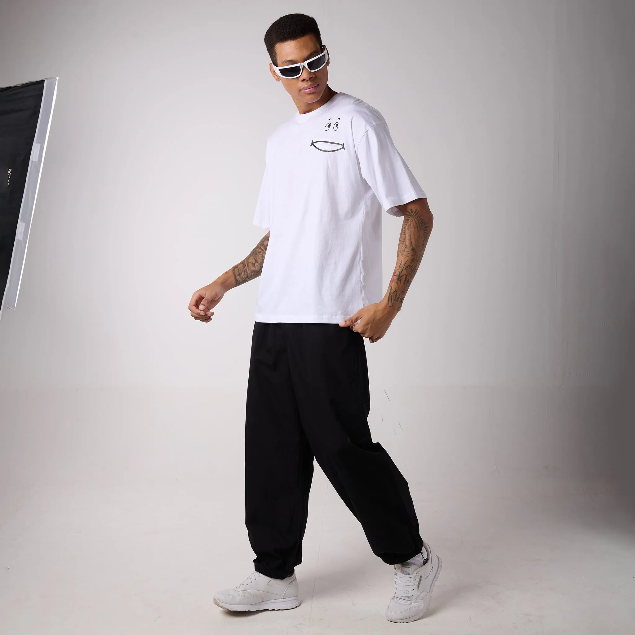 Oversized Parachute Pants for Men in Black