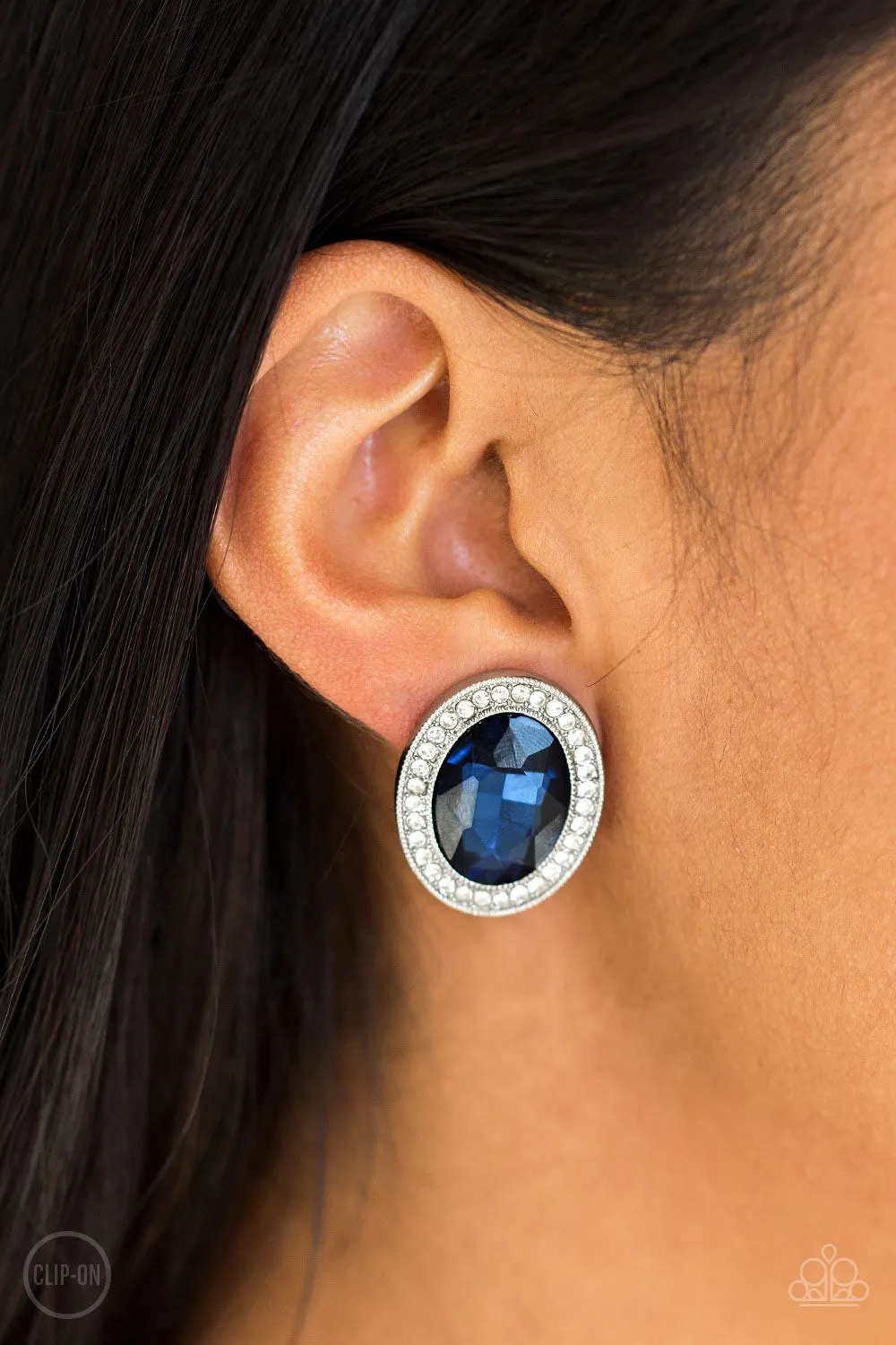 Paparazzi Accessories - Only FAME In Town #L26 - Blue Clip On Earrings