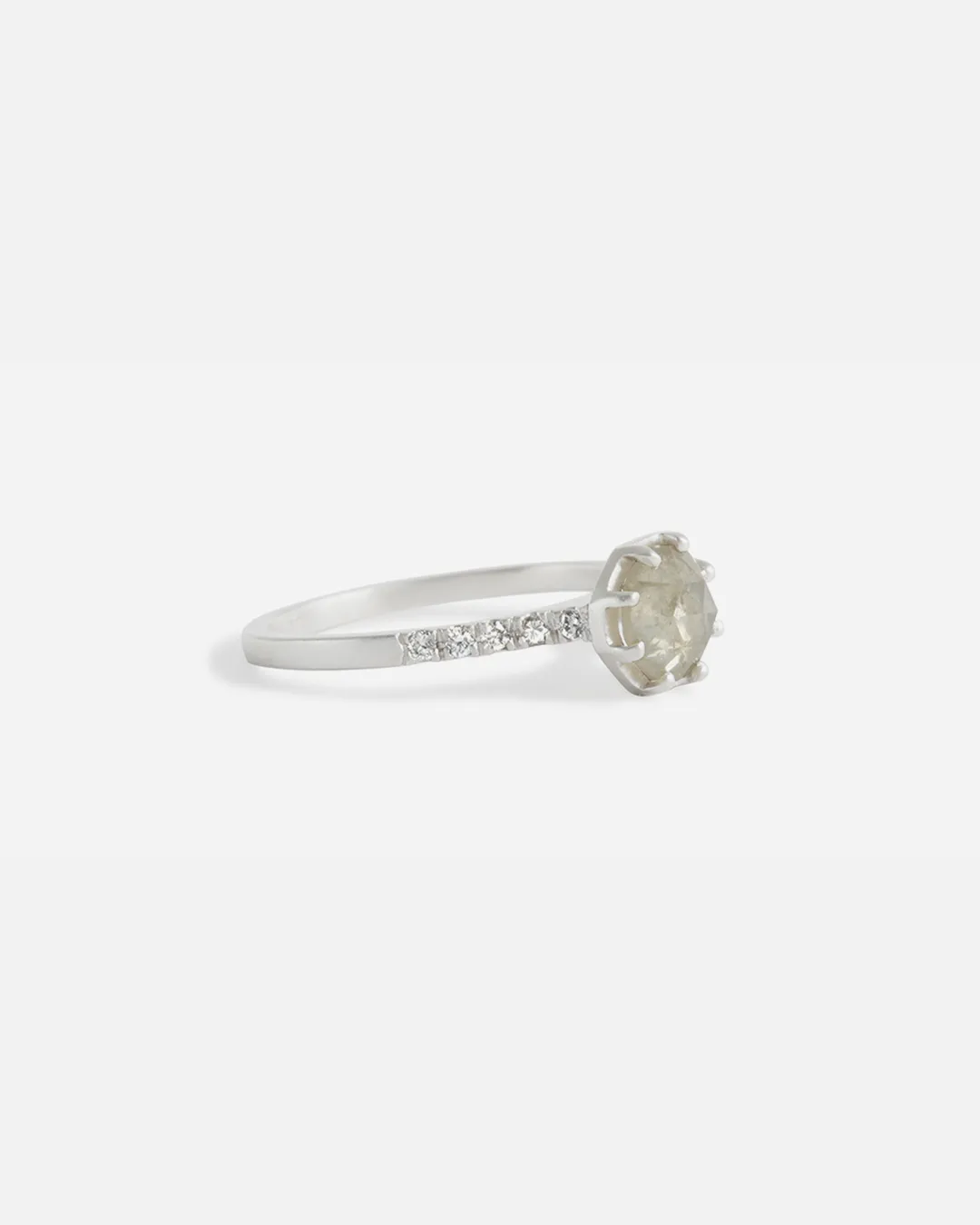 Pave 8 Octagon / Yellowish Diamond   Platinum