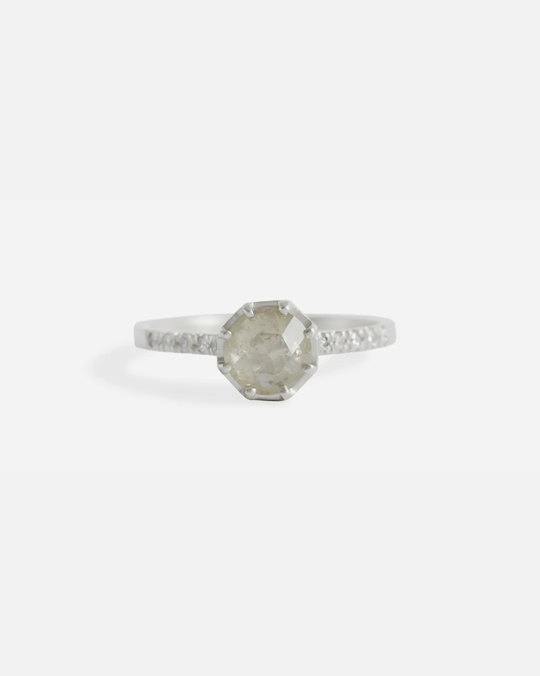 Pave 8 Octagon / Yellowish Diamond   Platinum