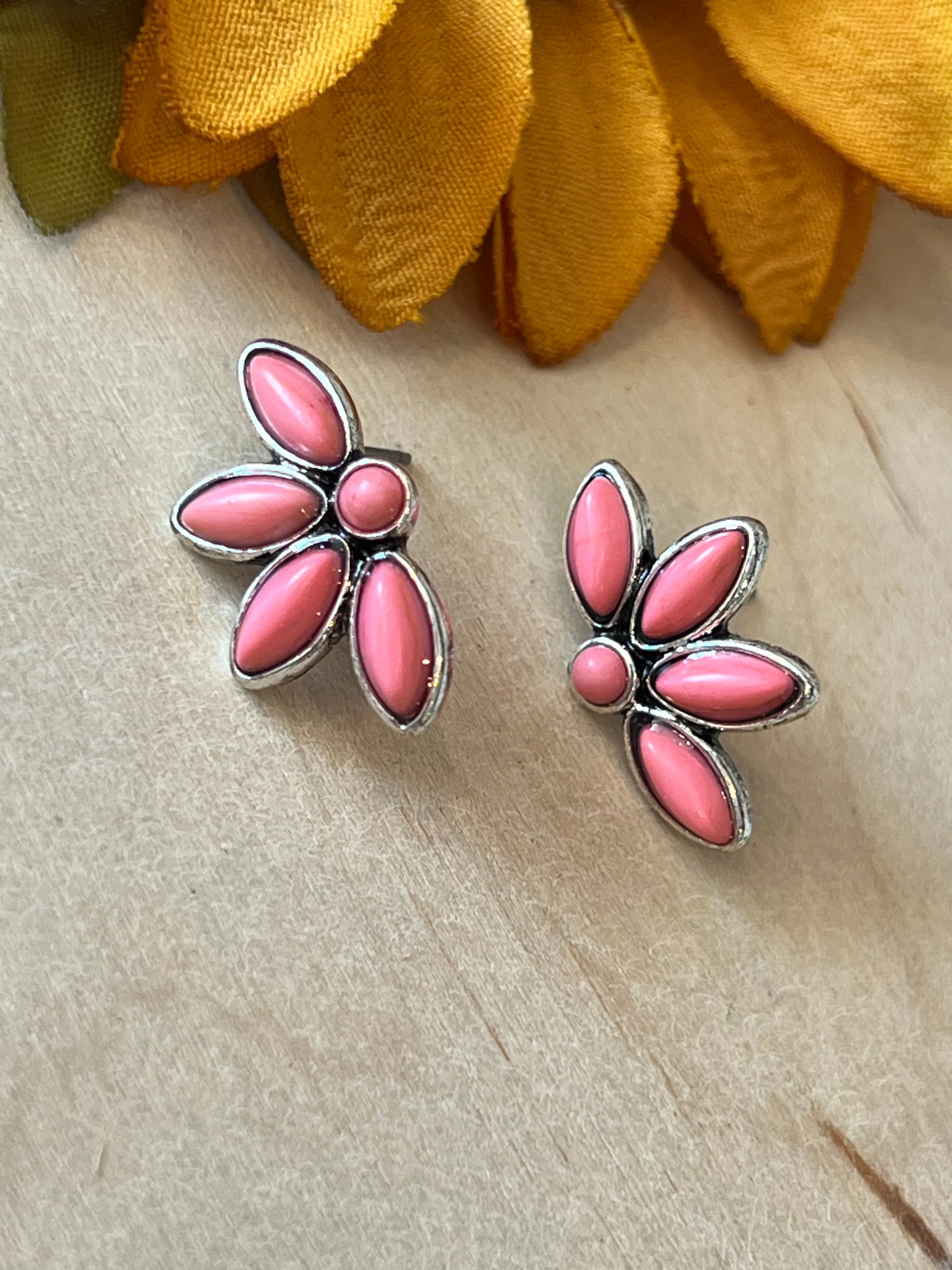 Peach Flower Earrings