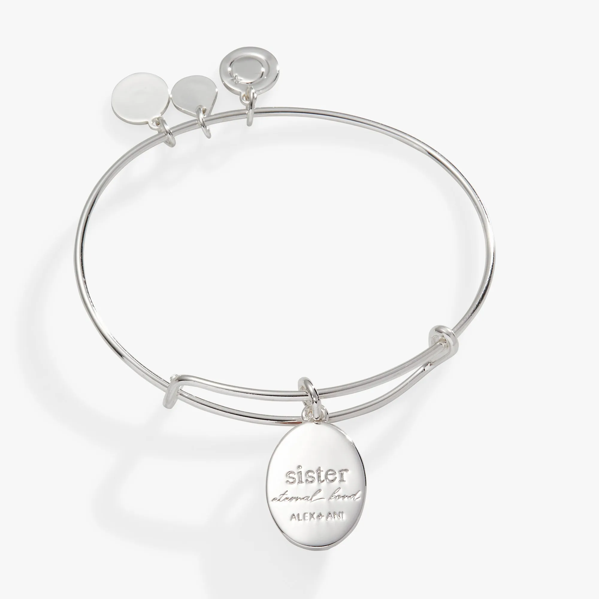 Printed Flower 'Sister' Charm Bangle