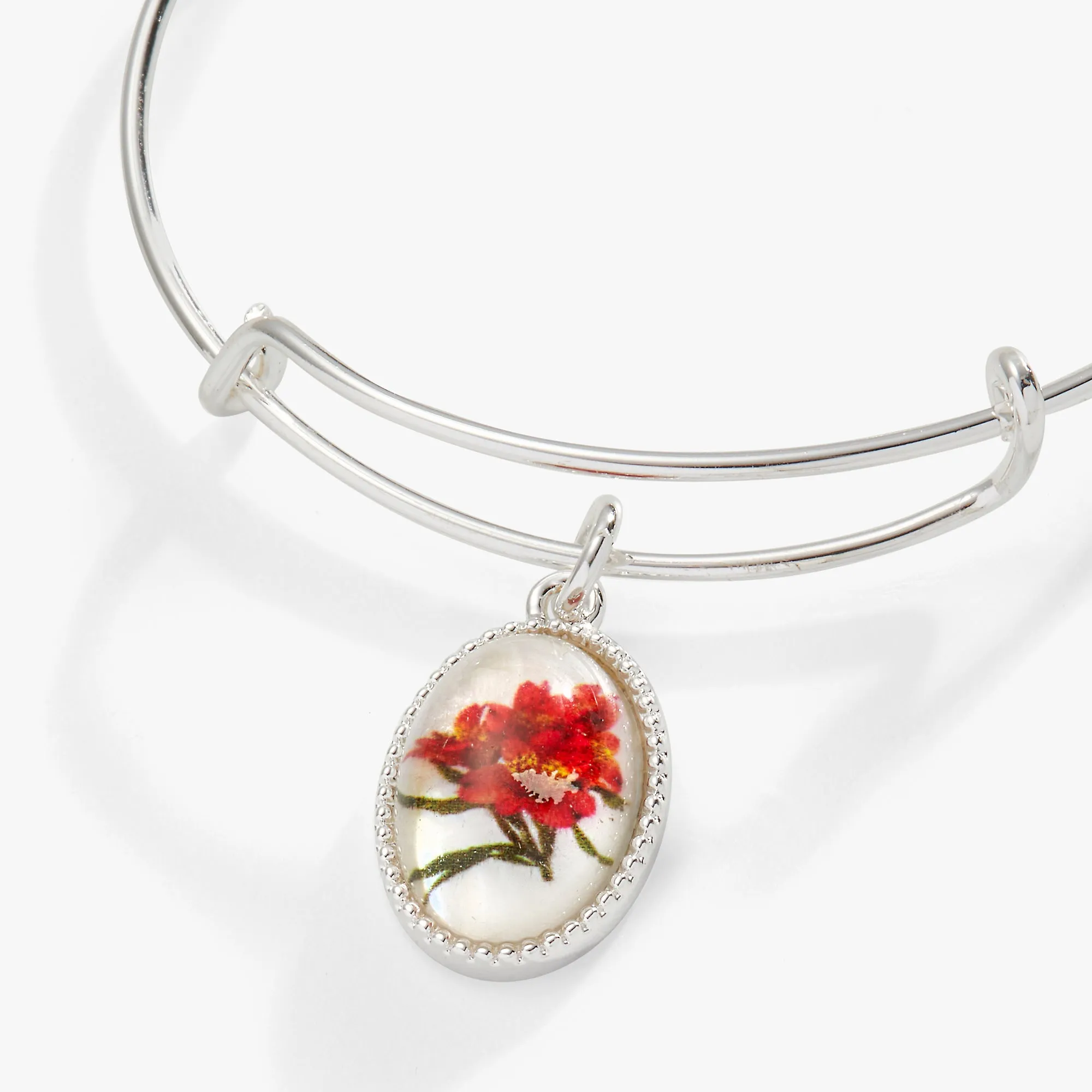 Printed Flower 'Sister' Charm Bangle